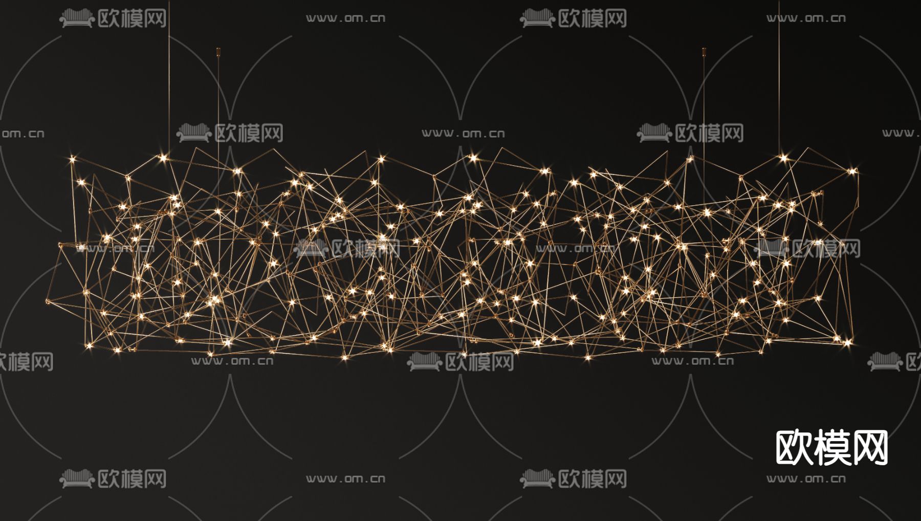 轻奢吊灯 装饰灯 星星灯3d模型下载（渲染图3）