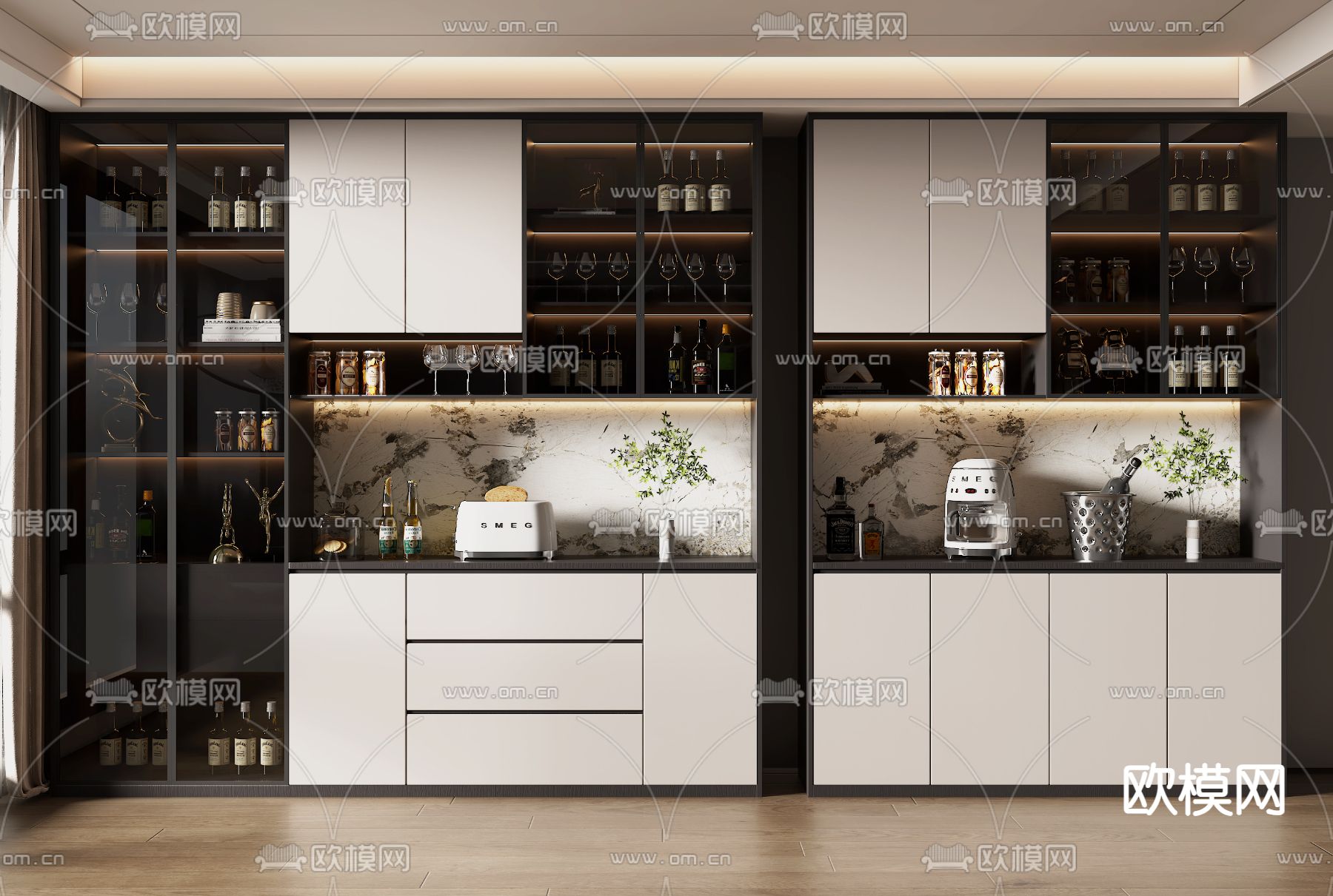 玻璃酒柜 餐边柜3d模型下载