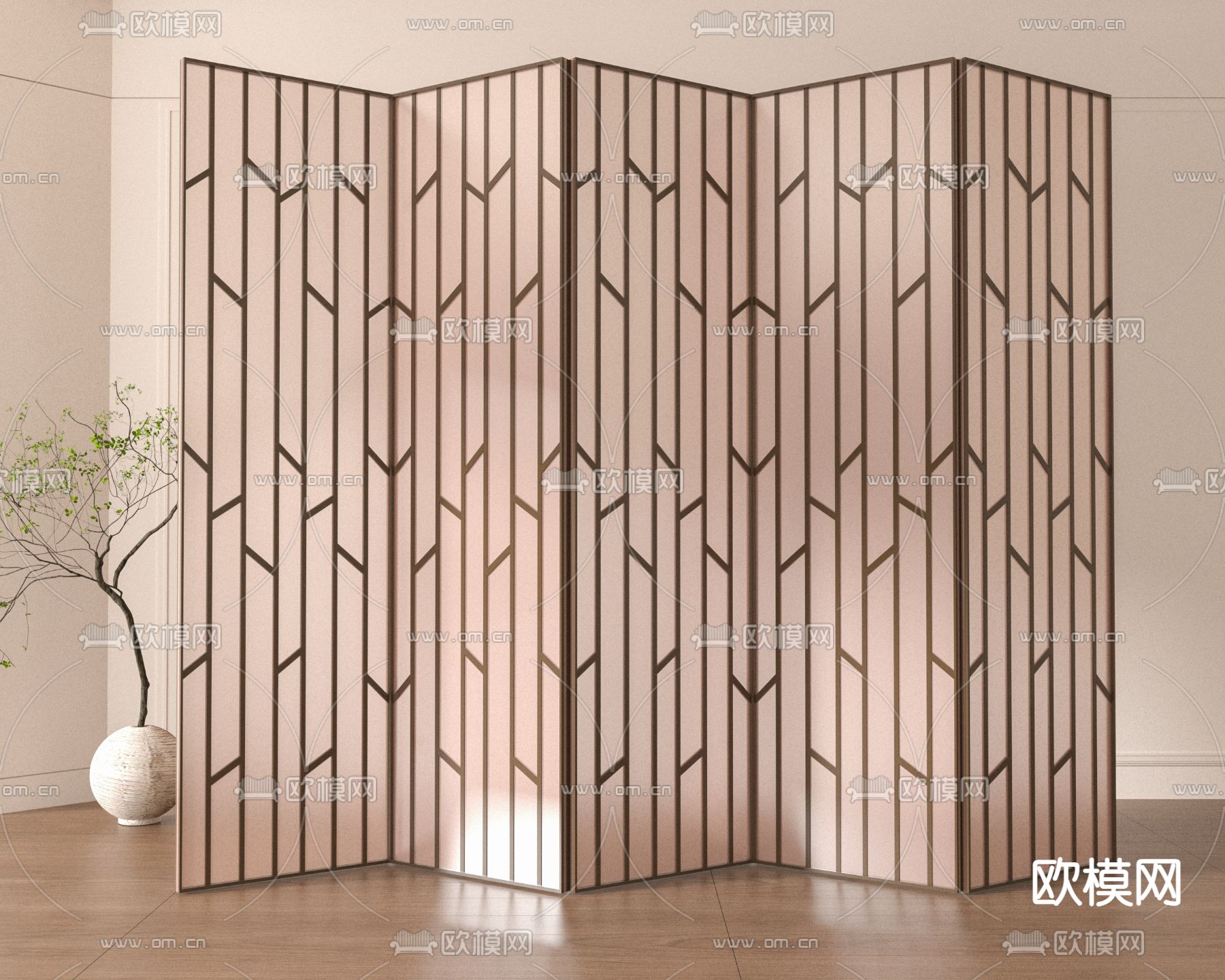 新中式屏风 隔断3d模型下载