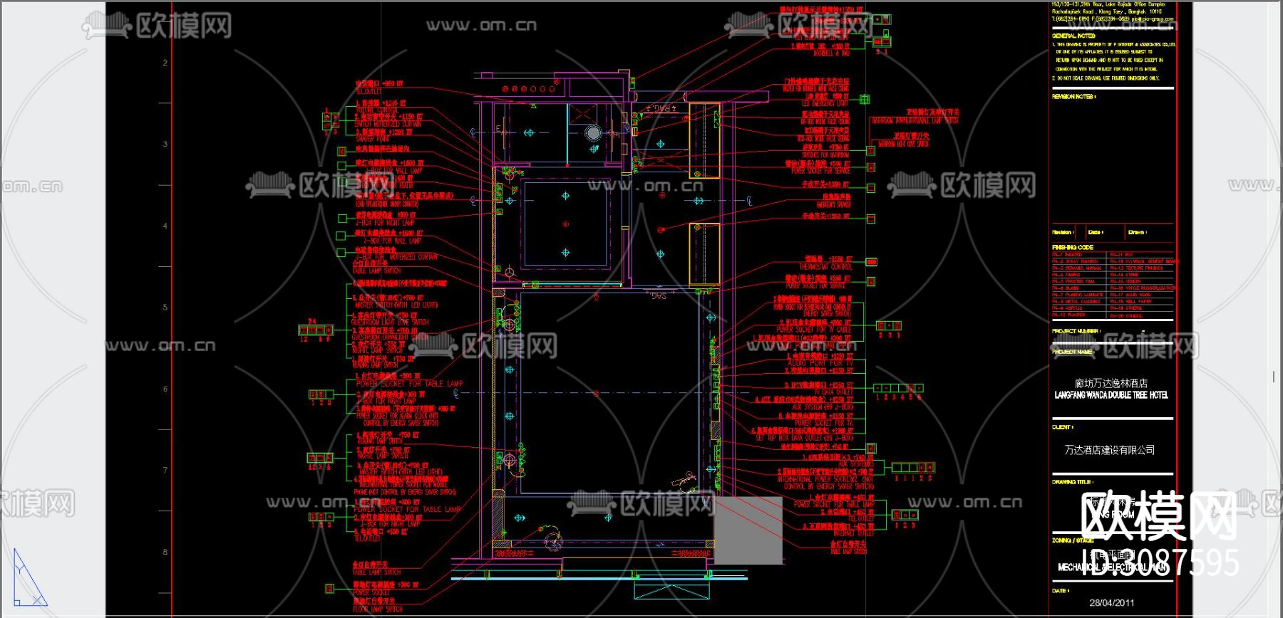 酒店客房cad平面图下载（渲染图4）