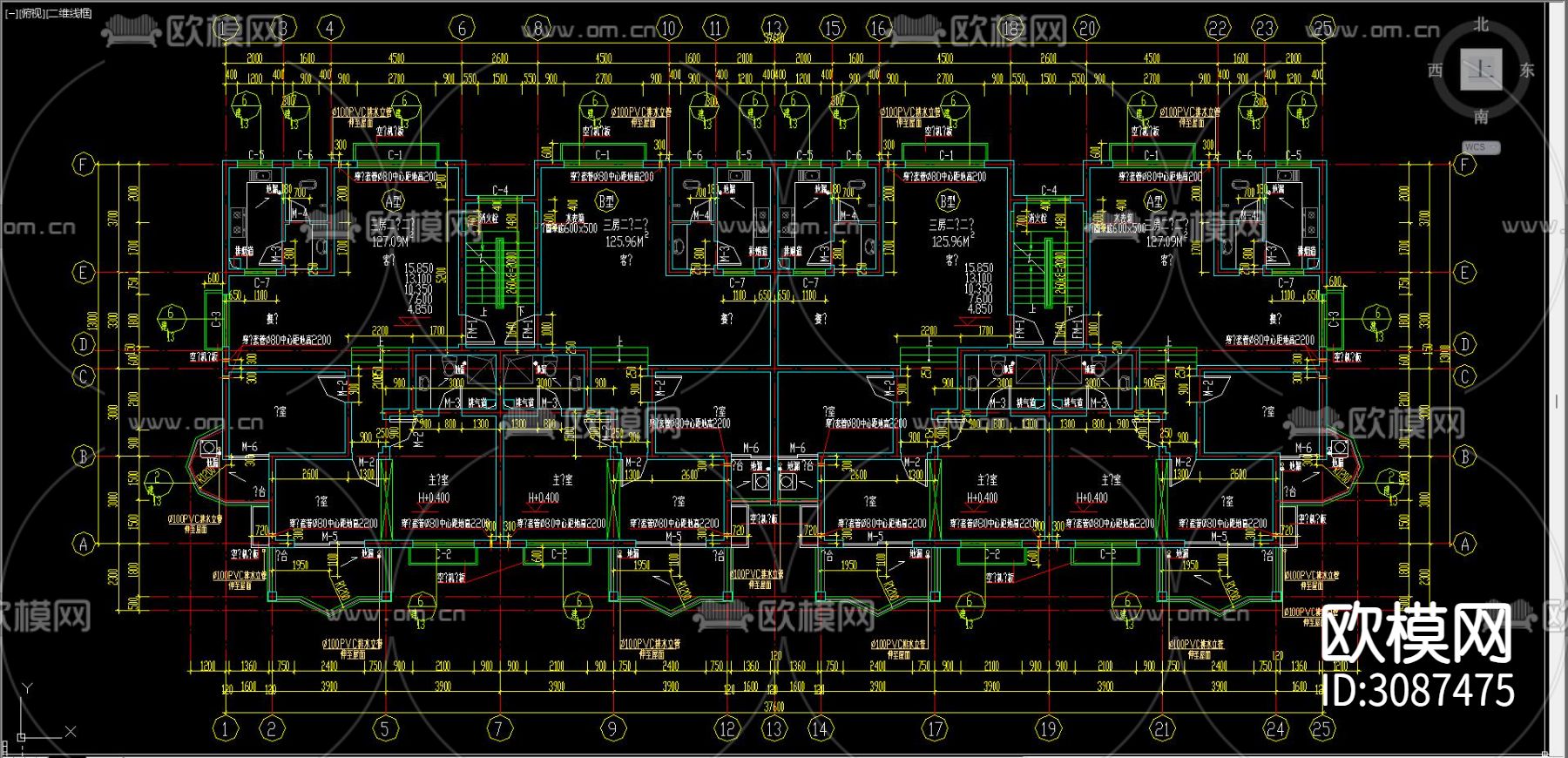 居住建筑 电梯公寓cad平面图下载（渲染图8）