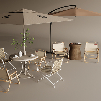 户外棚 咖啡厅外摆区 休闲桌椅su模型 