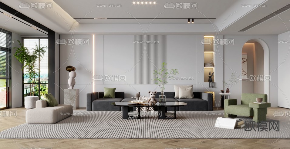 现代客厅3d模型下载(渲染图3)