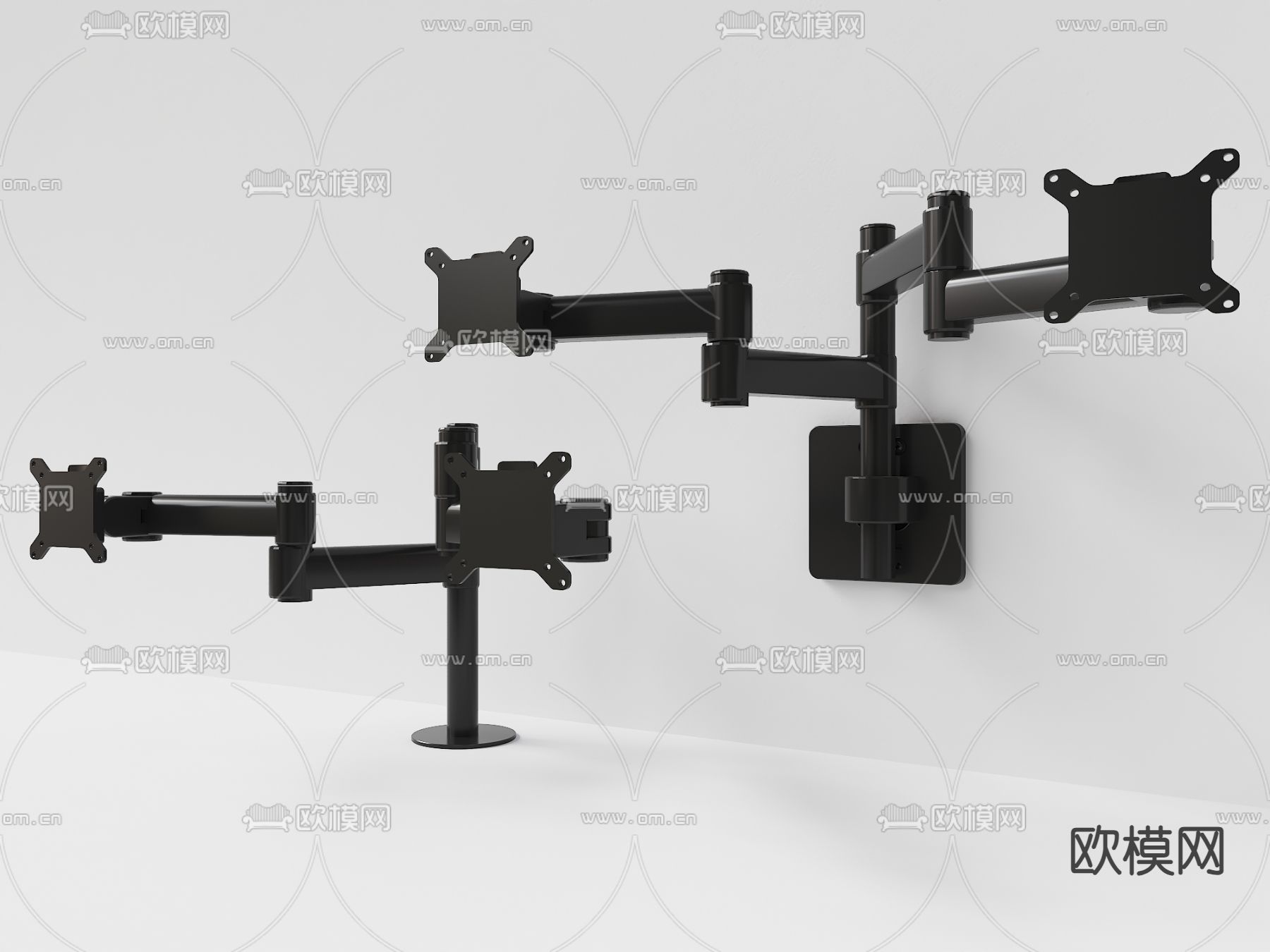 电脑显示器悬臂 机械臂 显示器底座su模型下载（渲染图2）