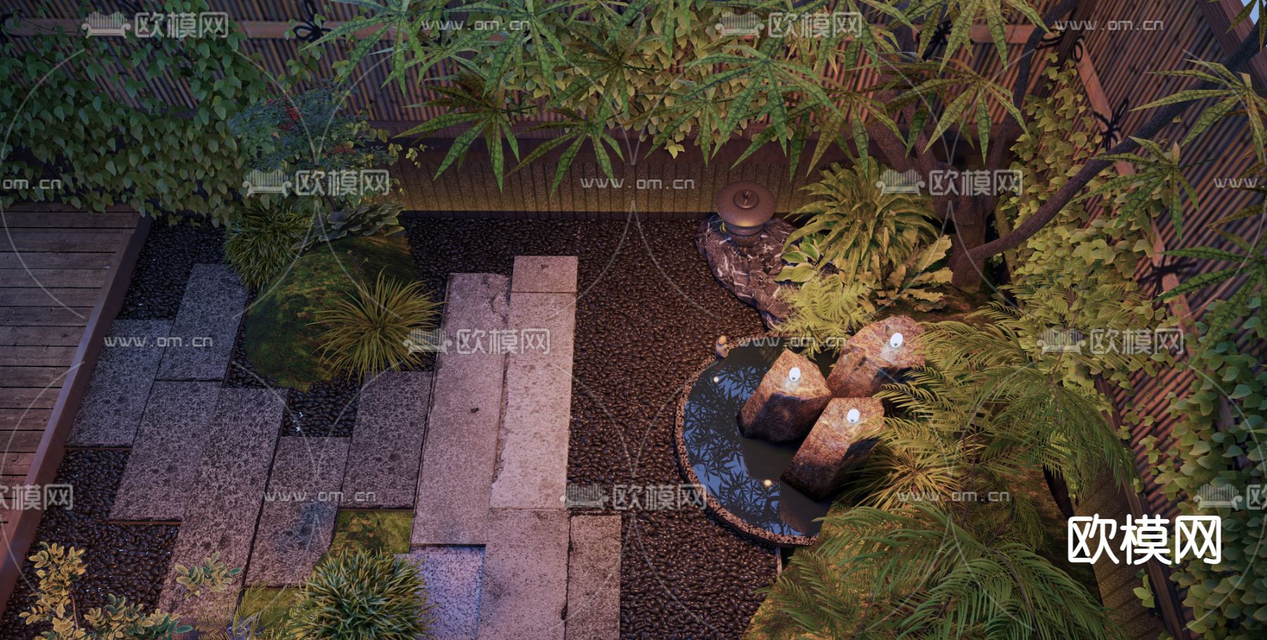 日式庭院su模型下载（渲染图3）
