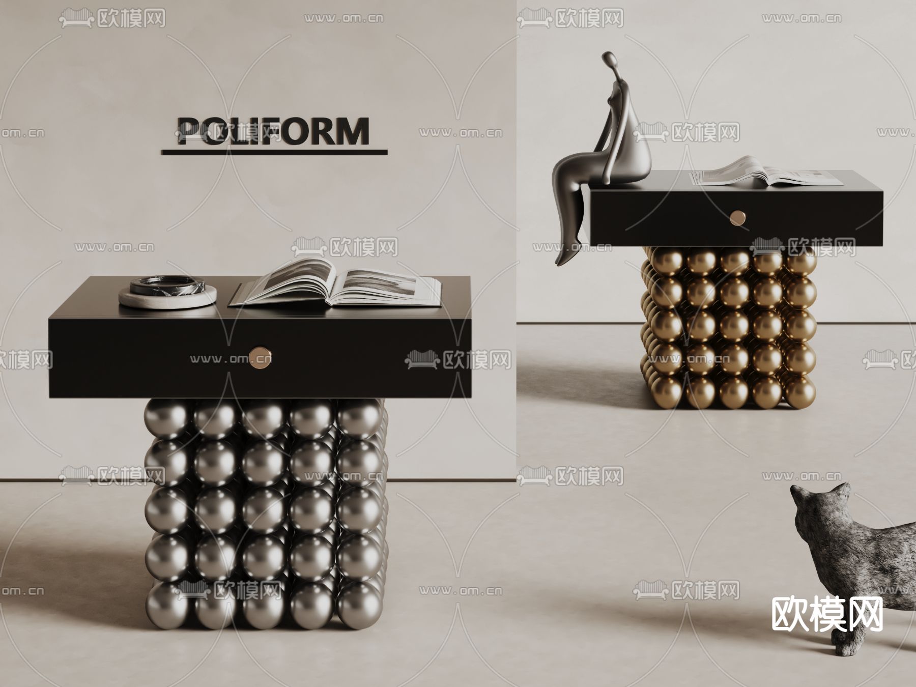 poliform 边几 角几su模型下载（渲染图2）