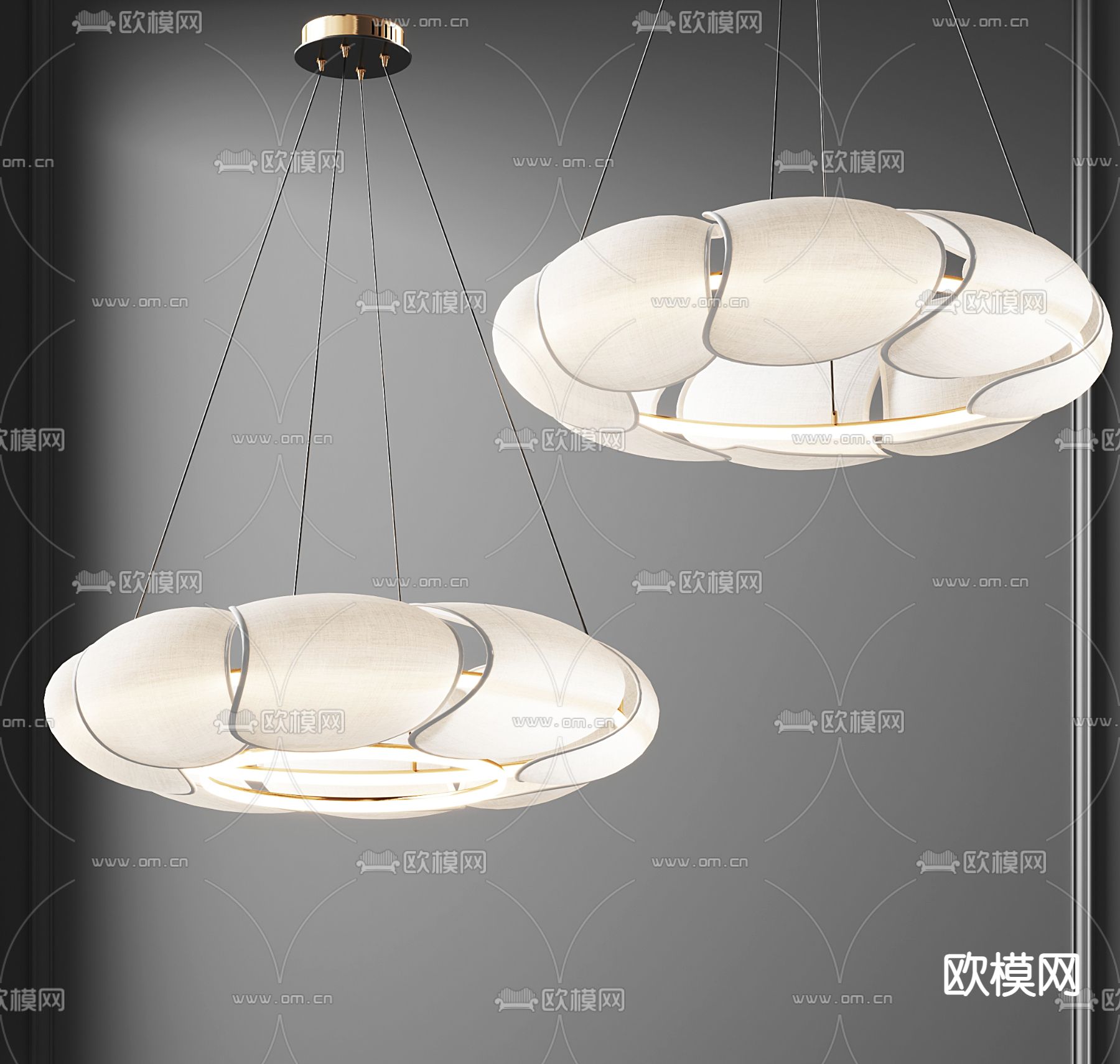 奶油风吊灯su模型下载（渲染图2）