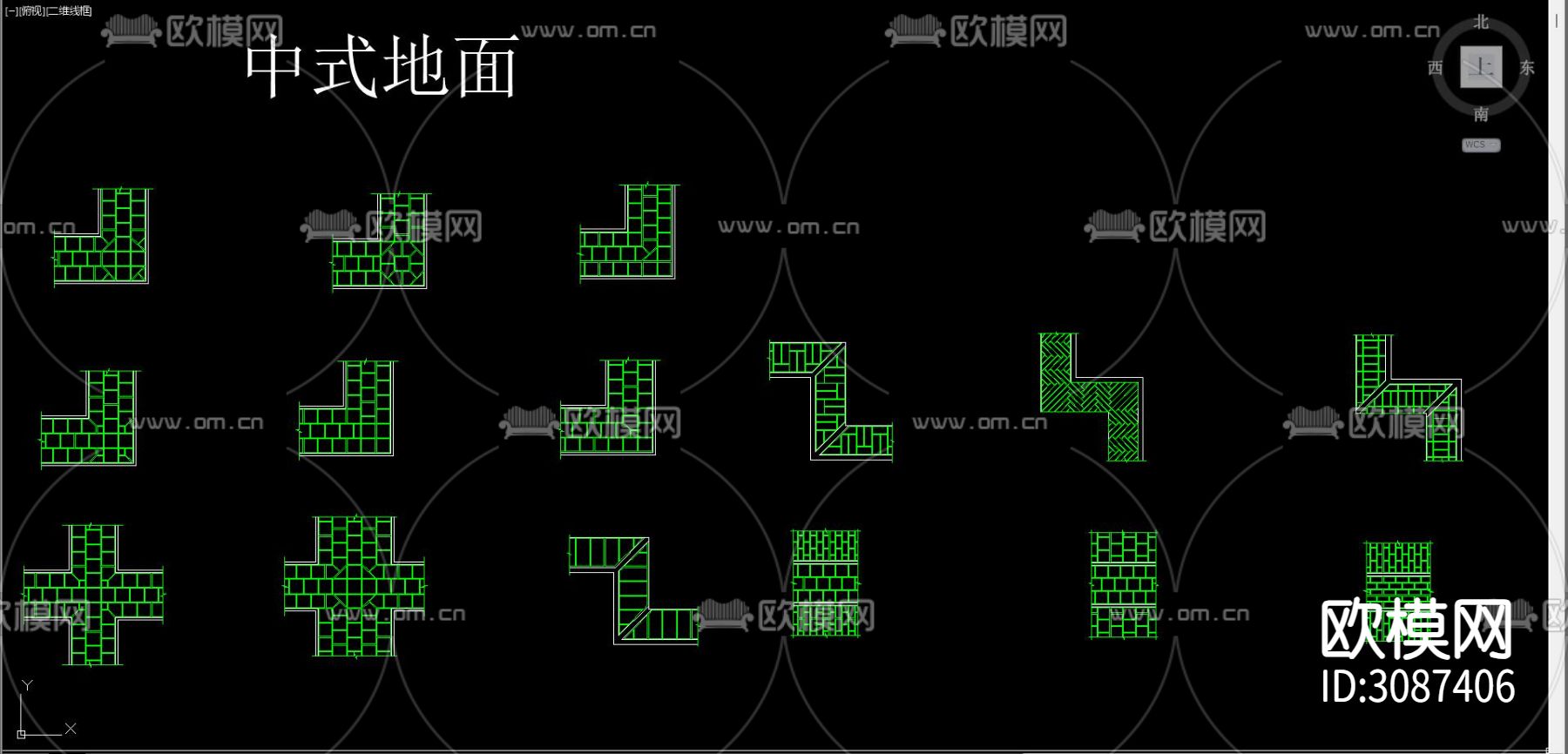 地面拼花 中式地面cad图库下载