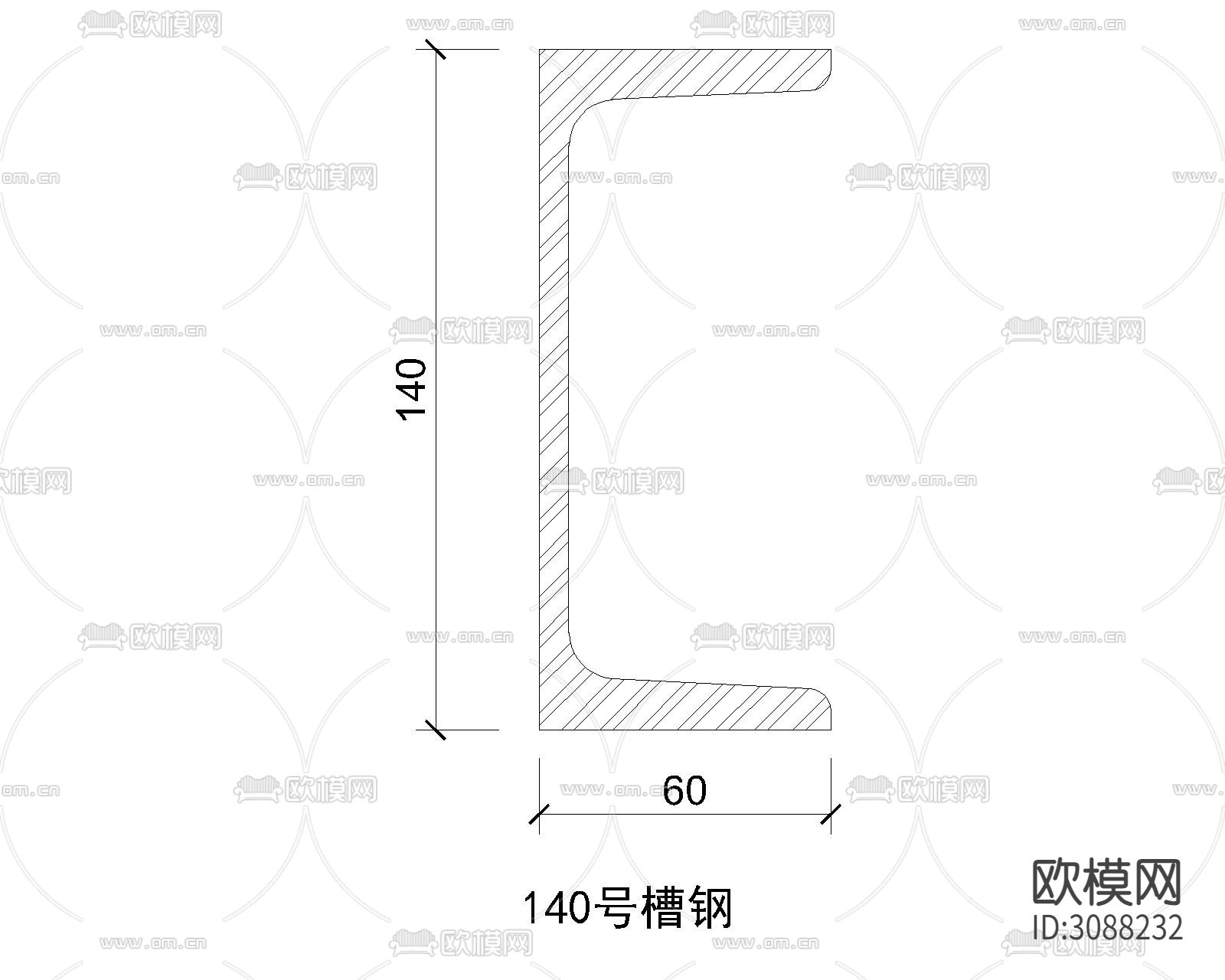槽钢 工字钢 角钢cad节点详图下载（渲染图2）