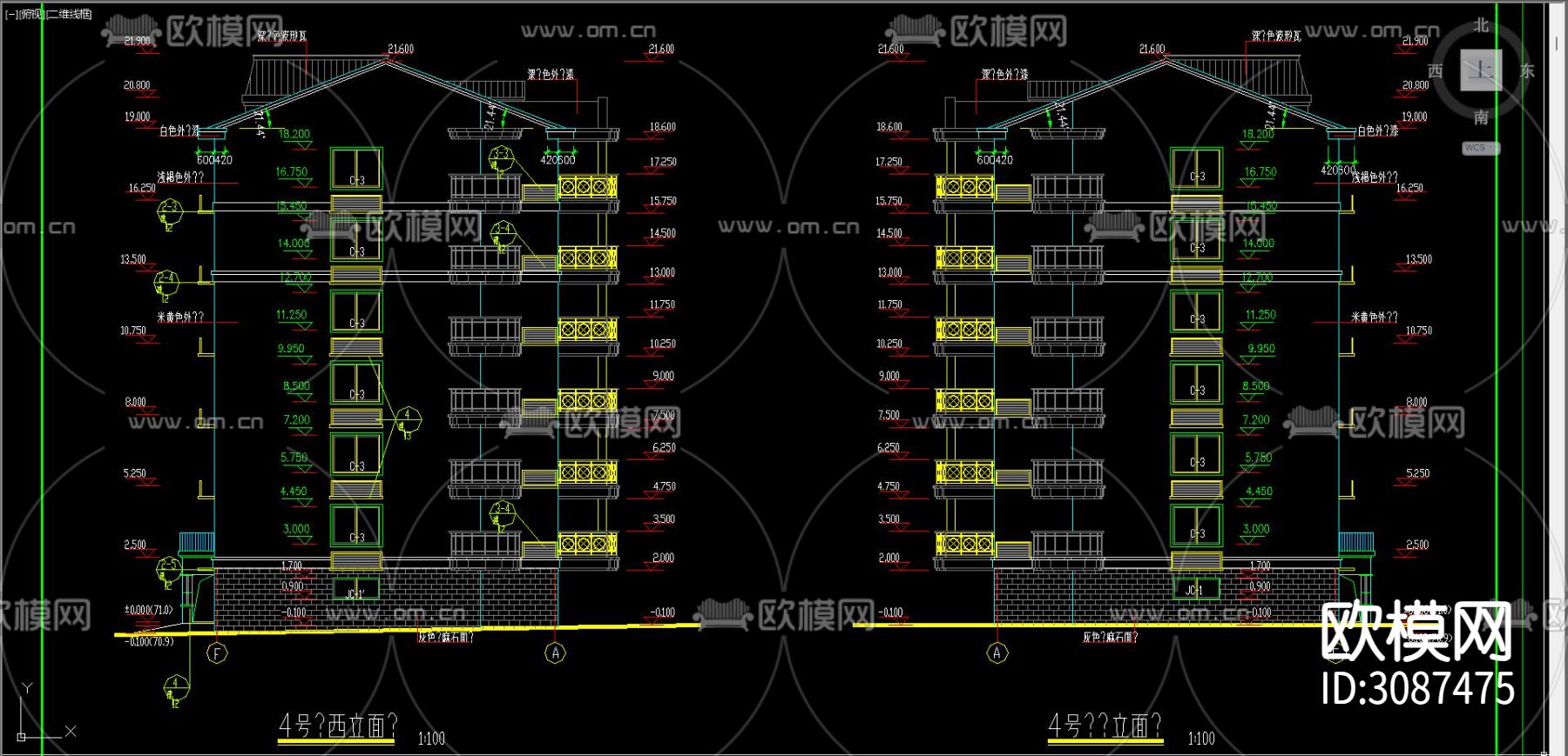 居住建筑 电梯公寓cad平面图下载（渲染图1）