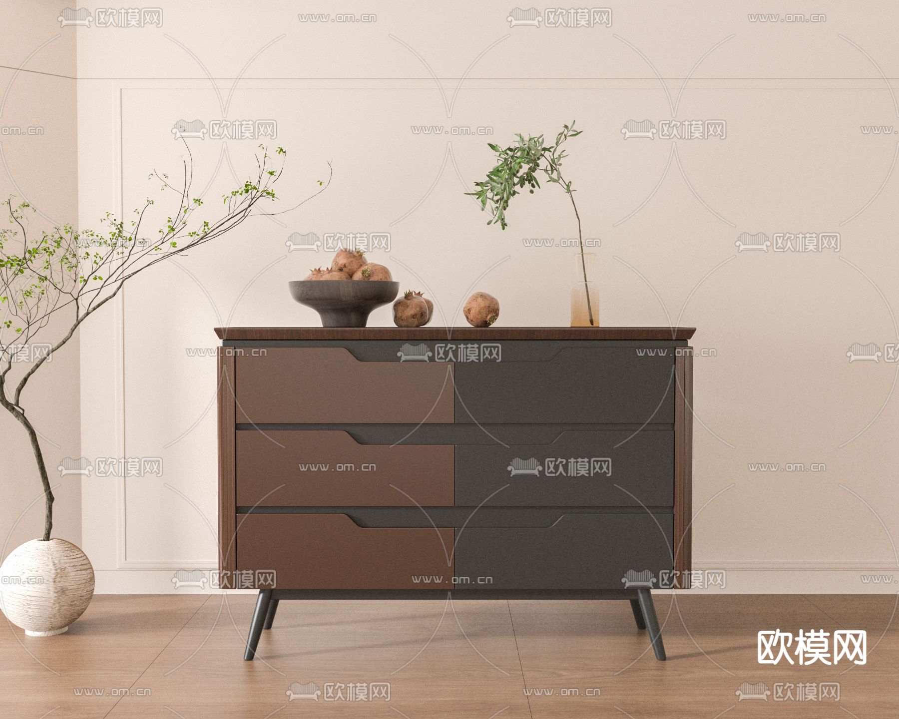 现代边柜 玄关柜 端景柜3d模型下载