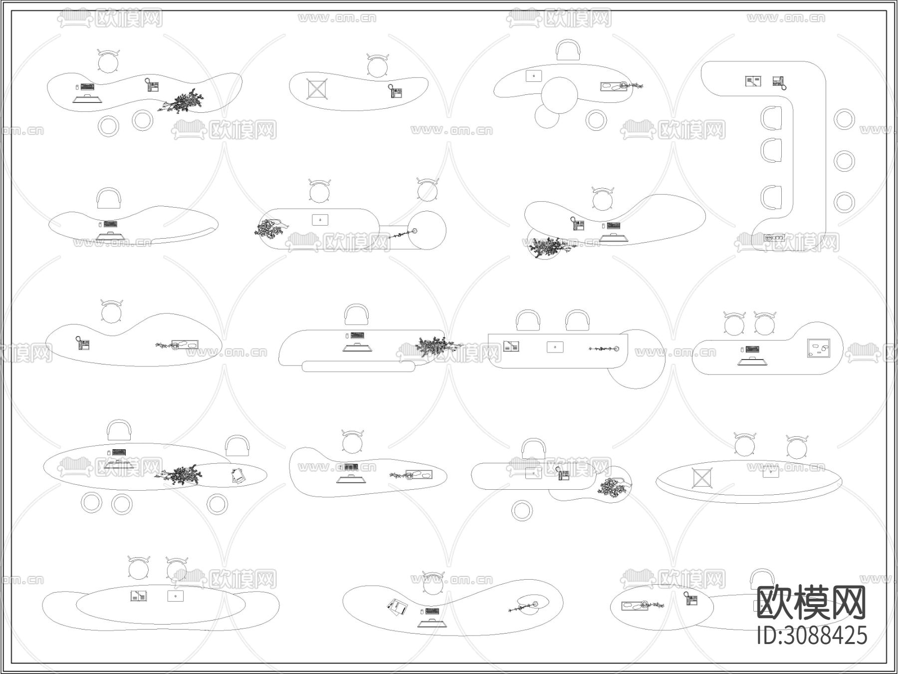 超全前台接待台服务台CAD图库下载（渲染图2）