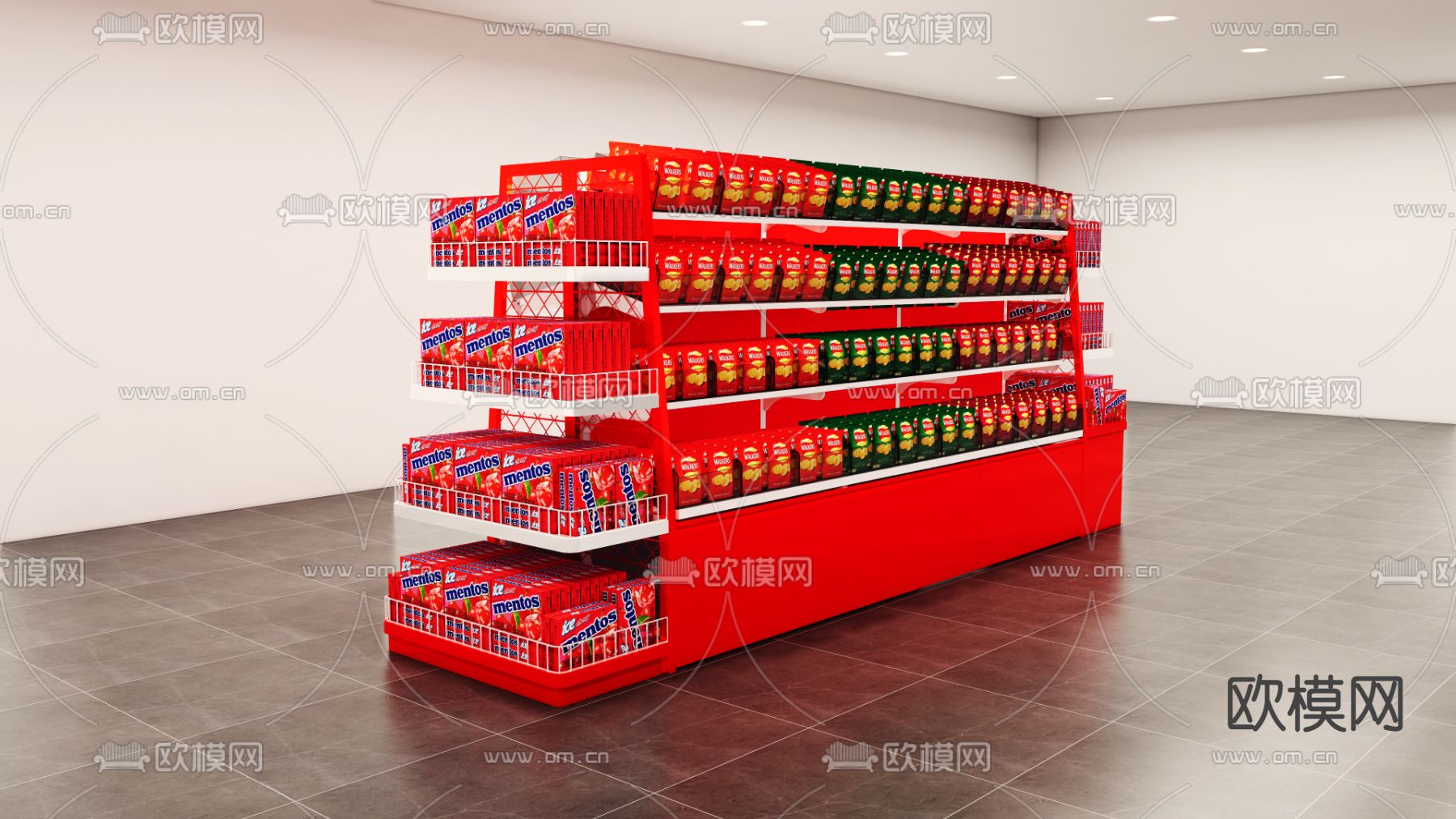 超市货架 便利店 散称架su模型下载（渲染图4）