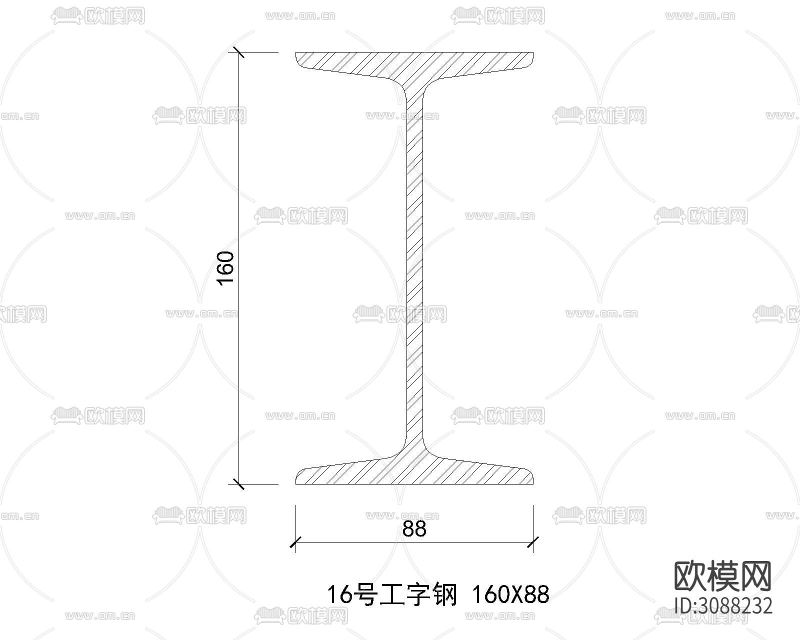 槽钢 工字钢 角钢cad节点详图下载（渲染图1）