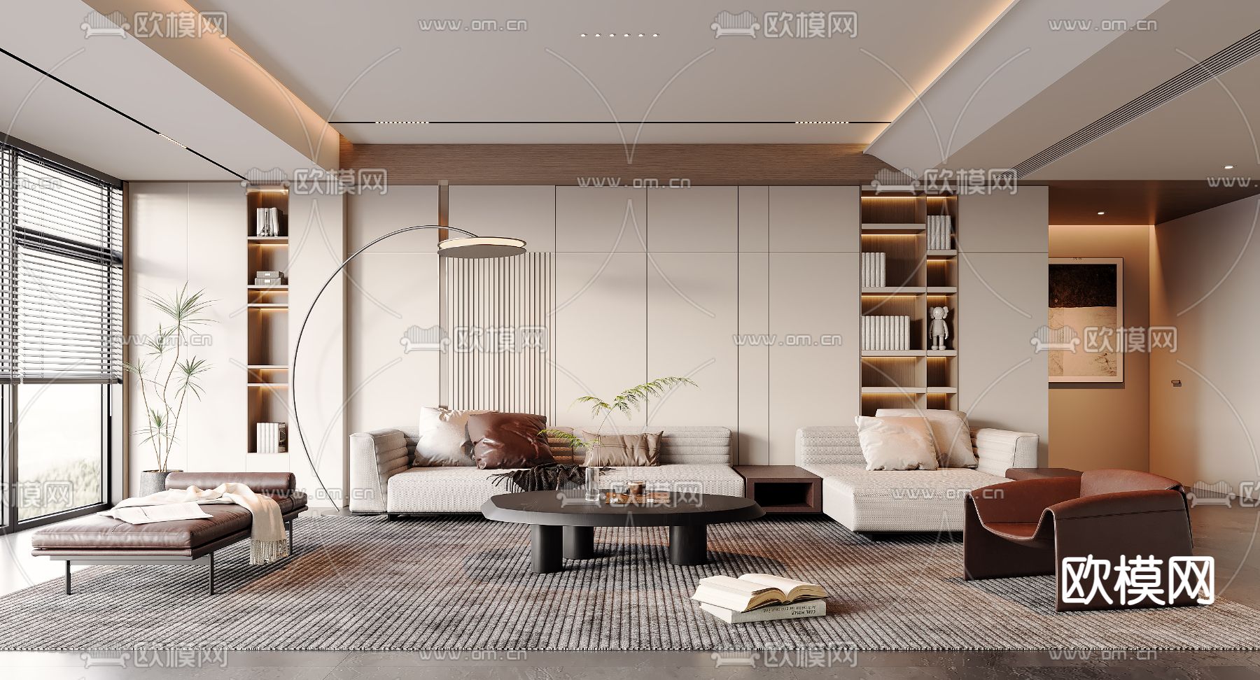 现代客厅3d模型下载