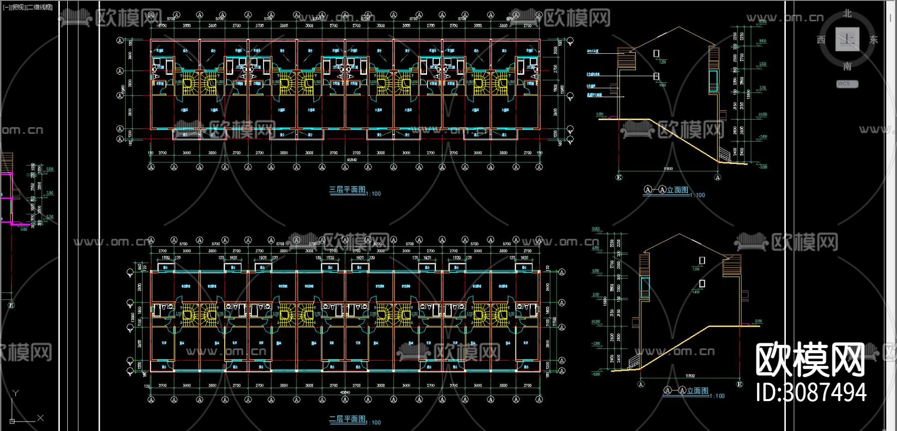 居住建筑 电梯公寓cad平面图下载（渲染图1）