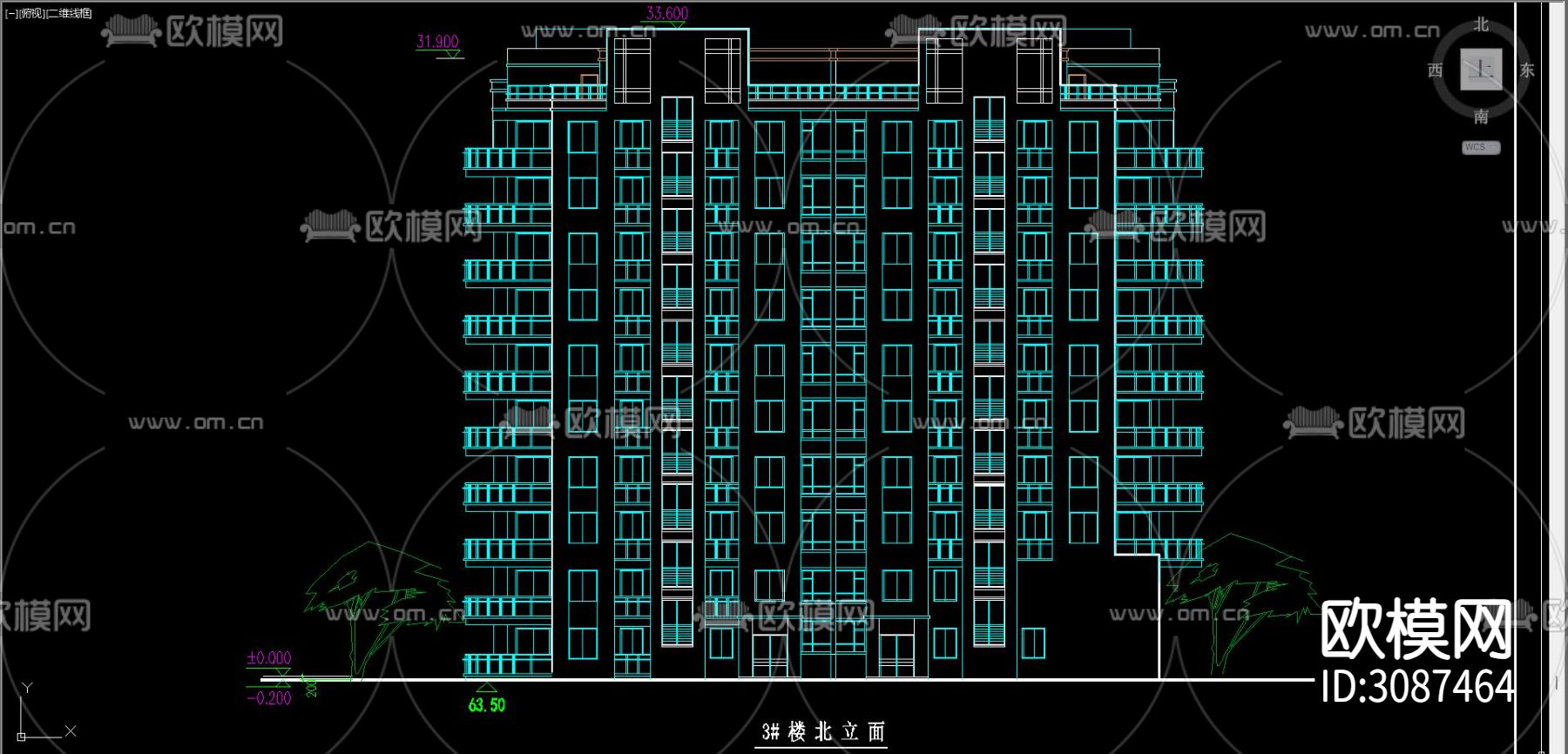 居住建筑 电梯公寓cad平面图下载（渲染图8）