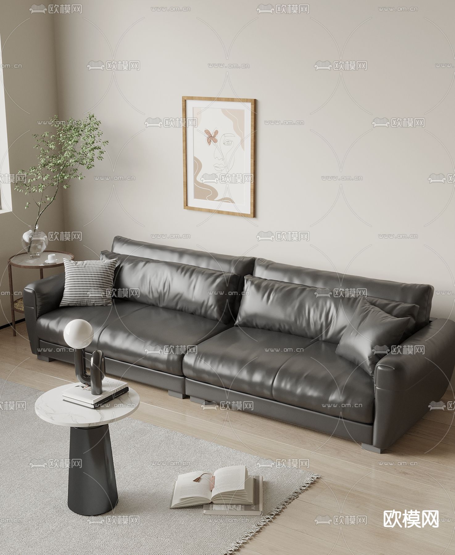 双人沙发 皮革沙发3d模型下载