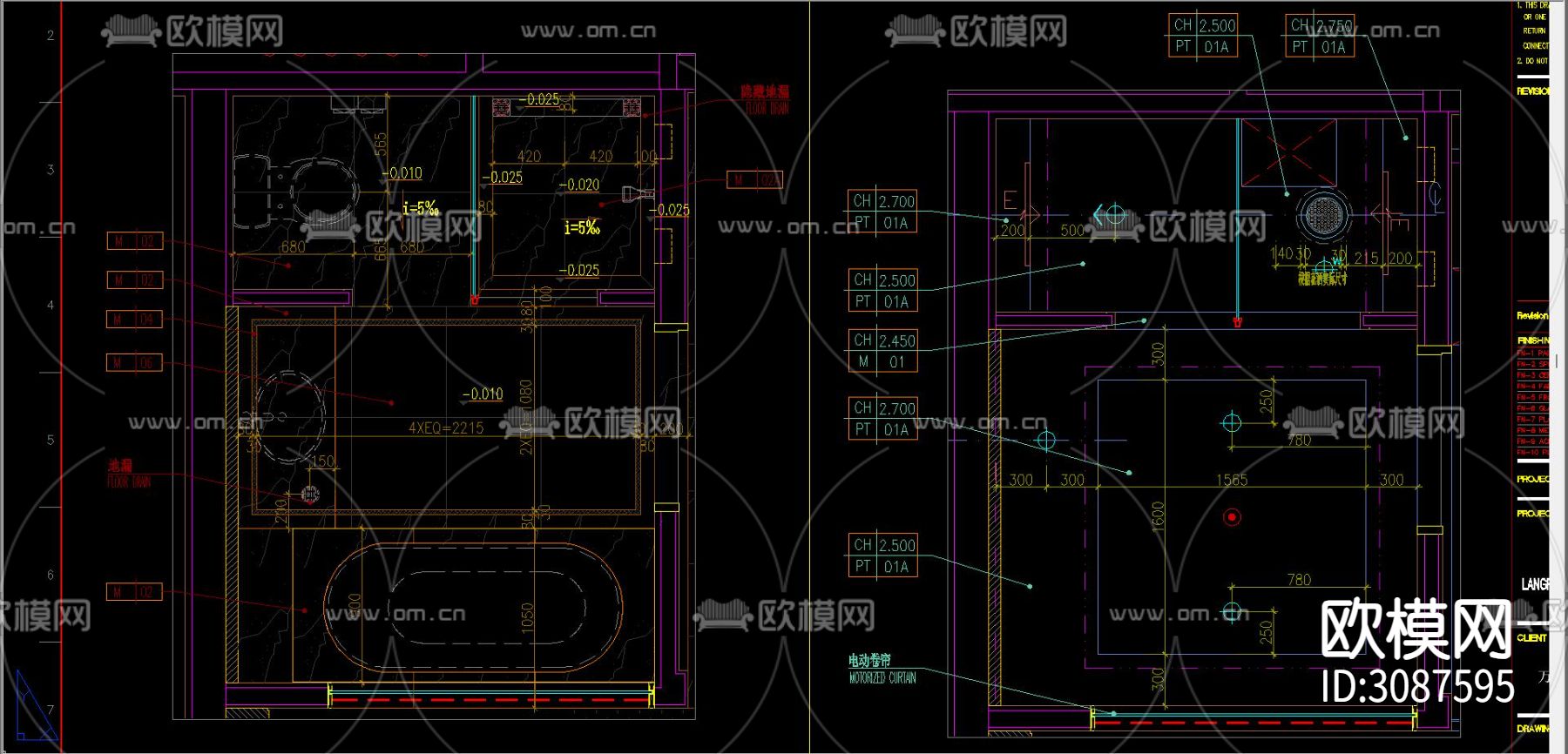 酒店客房cad平面图下载（渲染图6）