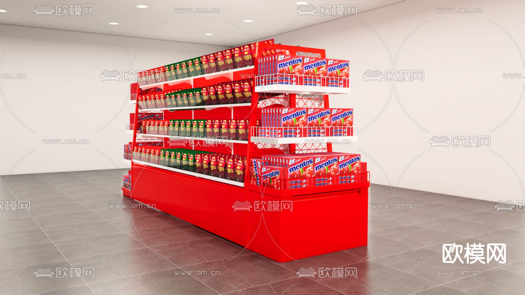 超市货架 便利店 散称架su模型下载（渲染图2）