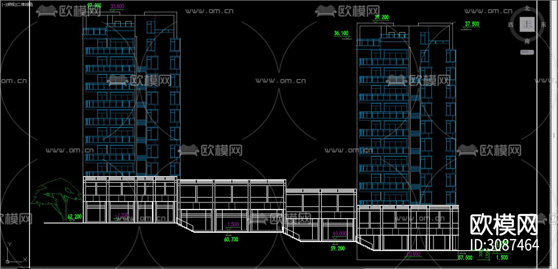 居住建筑 电梯公寓cad平面图下载（渲染图6）