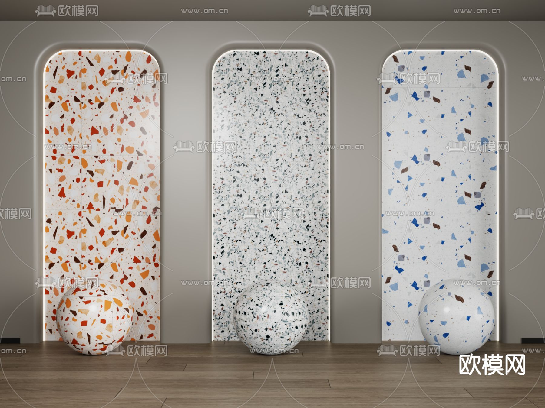 水磨石瓷砖 岩板地砖3d模型下载