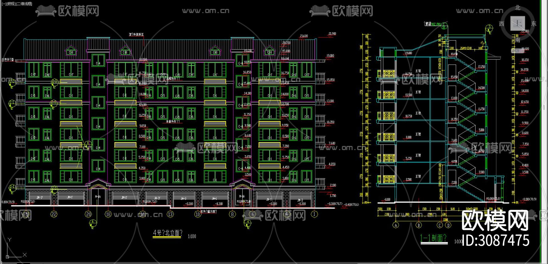 居住建筑 电梯公寓cad平面图下载（渲染图3）