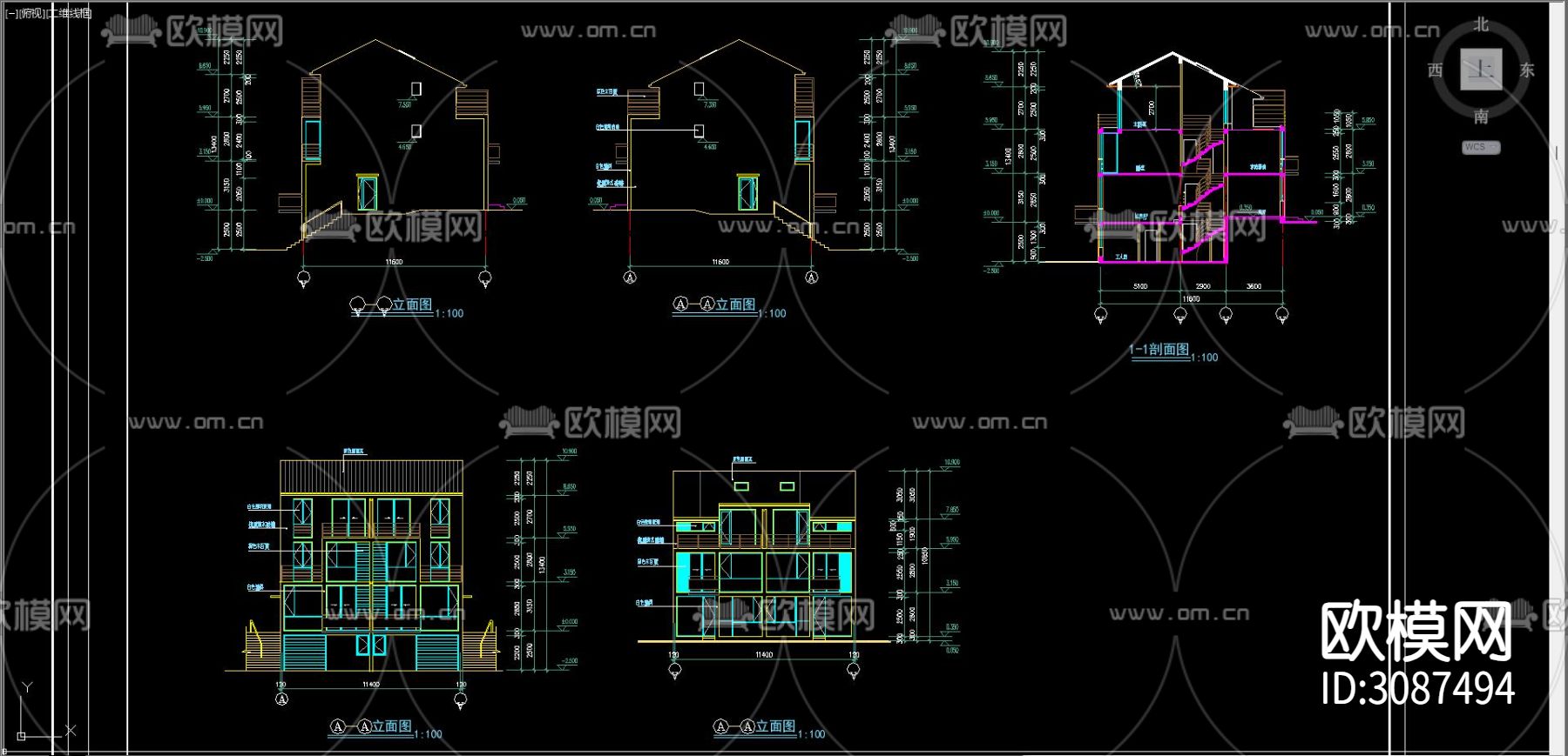 居住建筑 电梯公寓cad平面图下载（渲染图2）