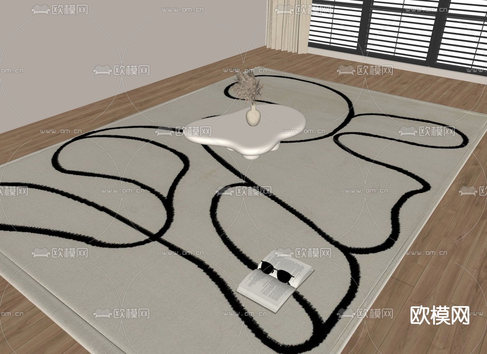 现代地毯su模型下载（渲染图1）
