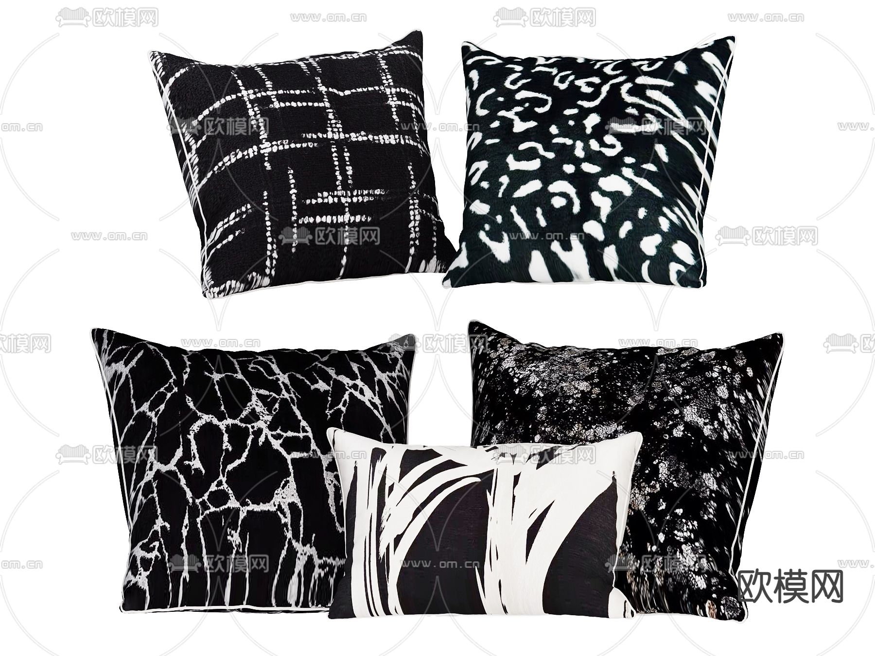 黑白抱枕 靠枕 枕头3d模型下载