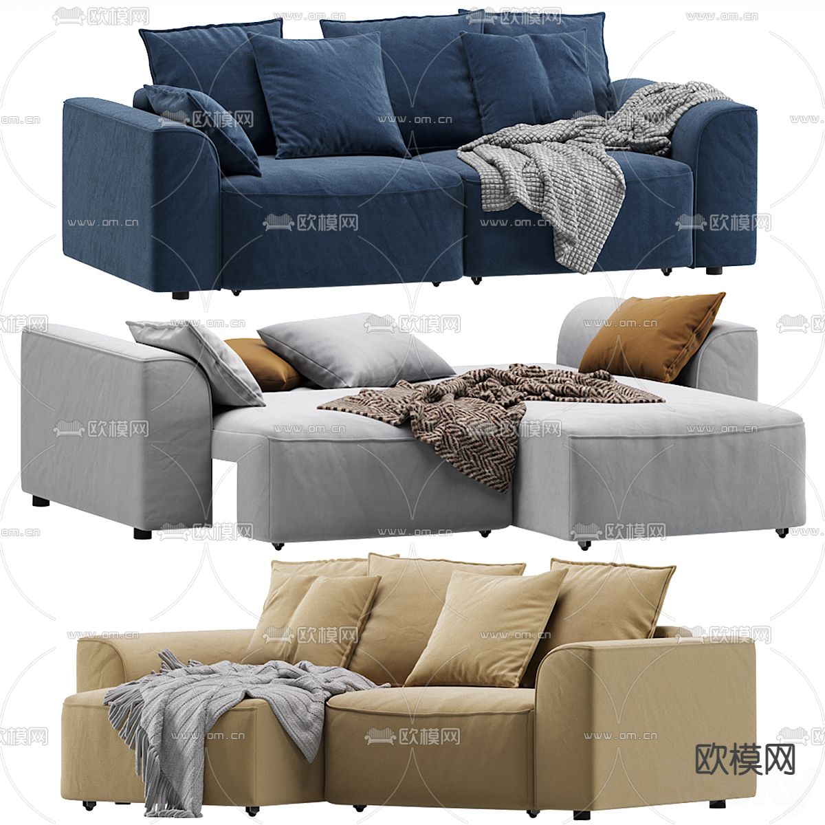 Divan 转角沙发 多人沙发3d模型下载（渲染图1）