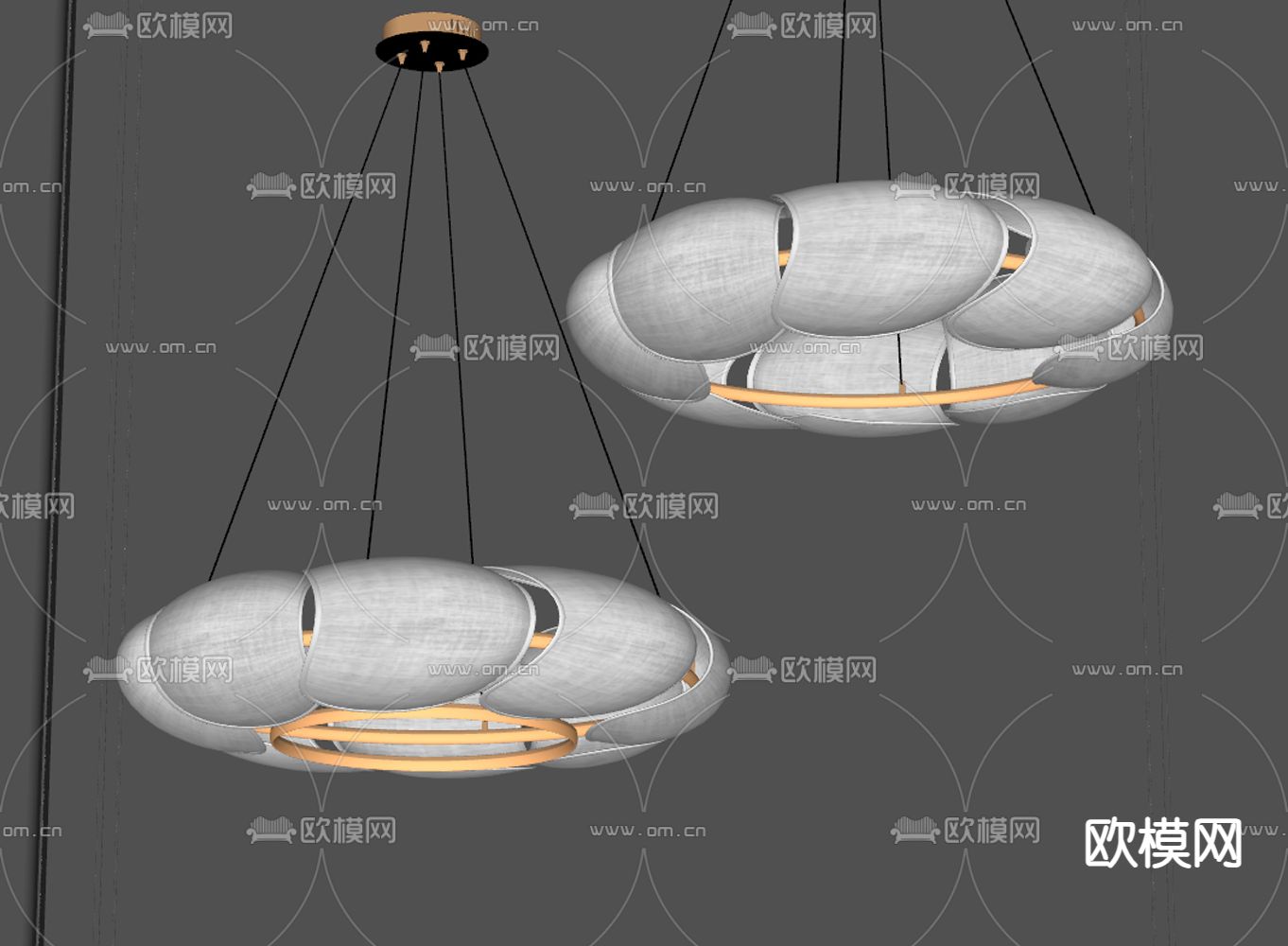 奶油风吊灯su模型下载（渲染图1）
