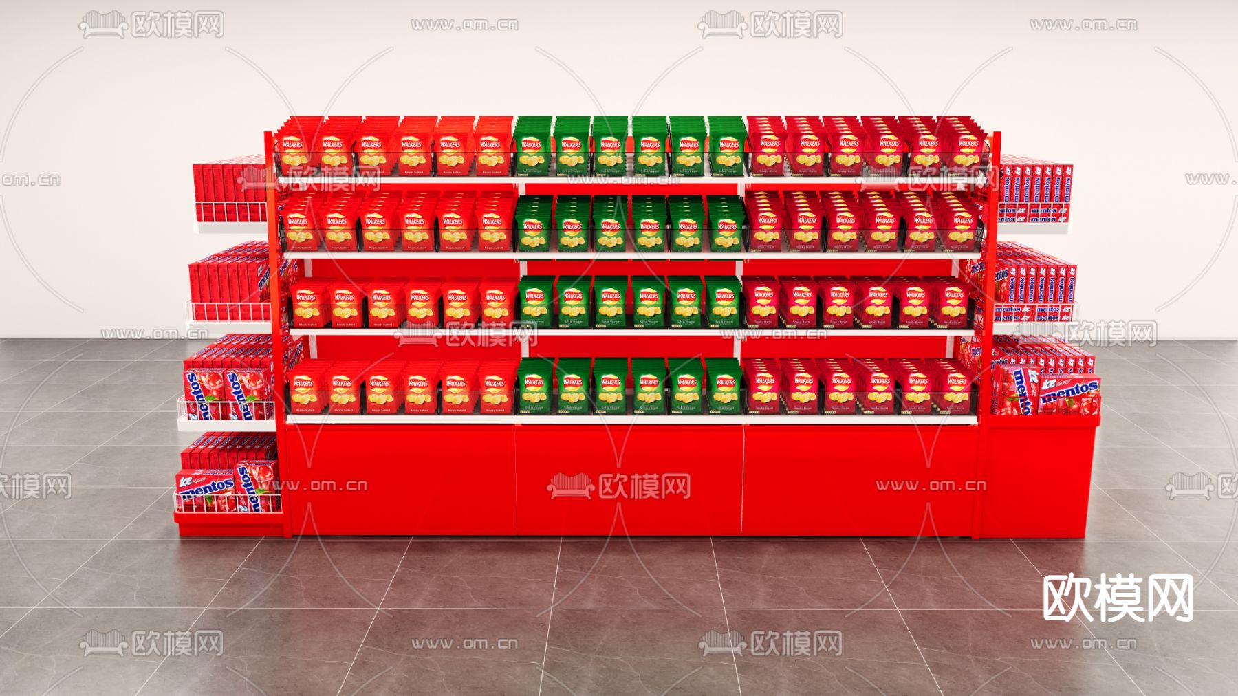 超市货架 便利店 散称架su模型下载（渲染图3）