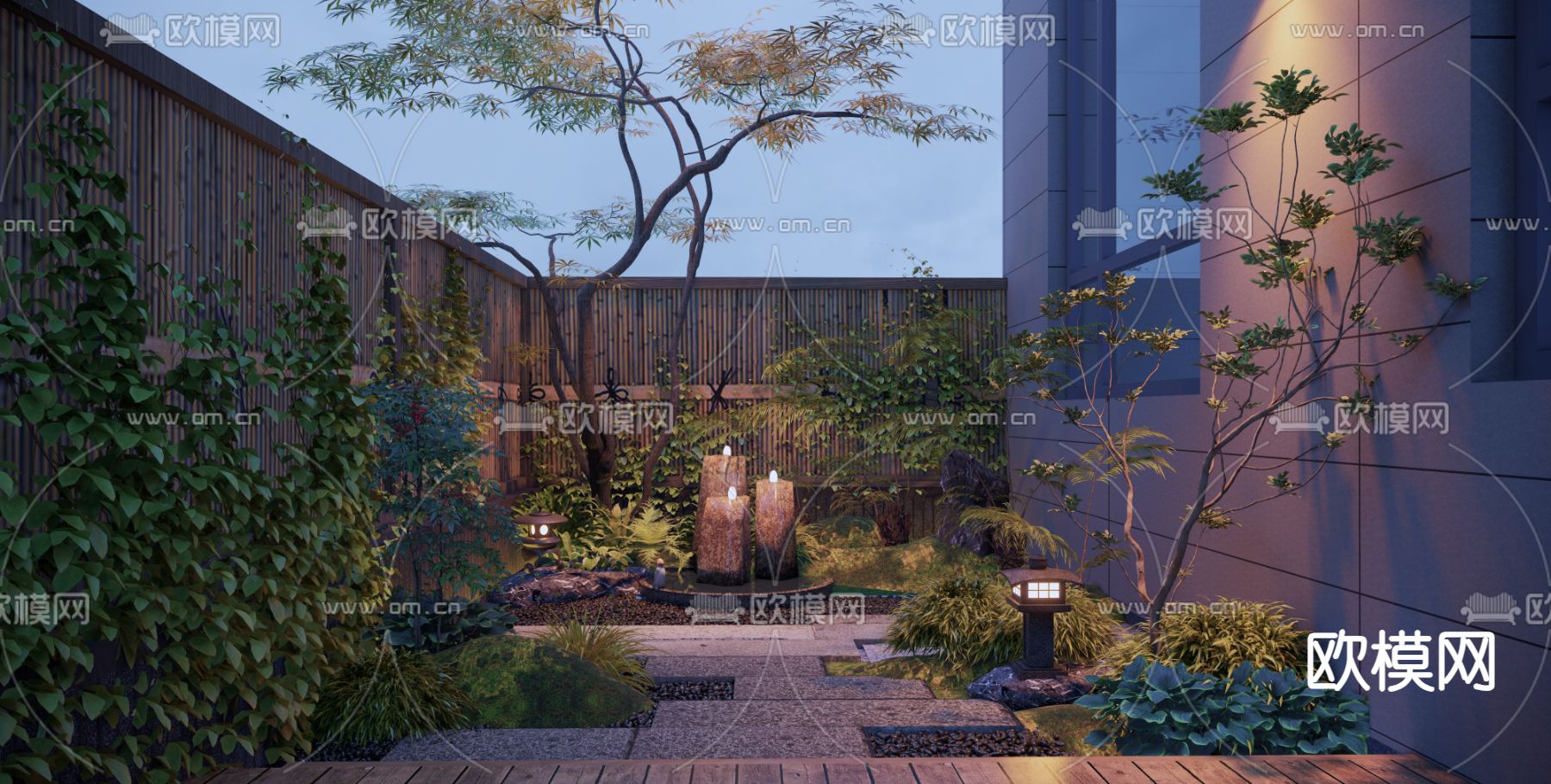 日式庭院su模型下载（渲染图2）