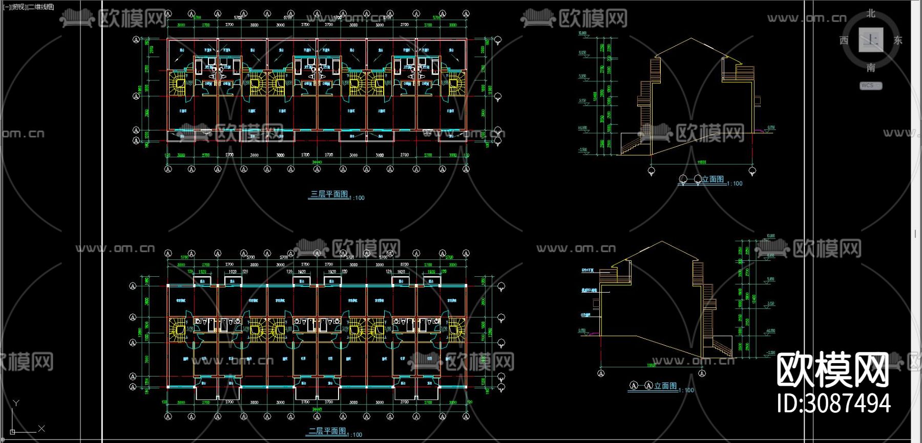居住建筑 电梯公寓cad平面图下载（渲染图4）
