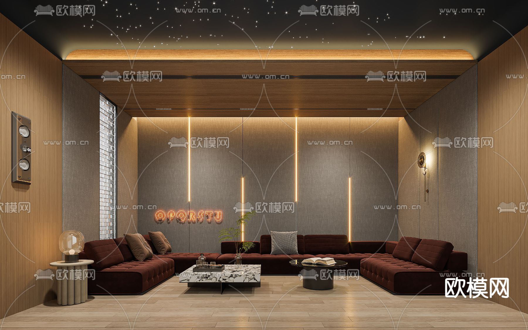现代影音室 视听室 家庭影院3d模型下载