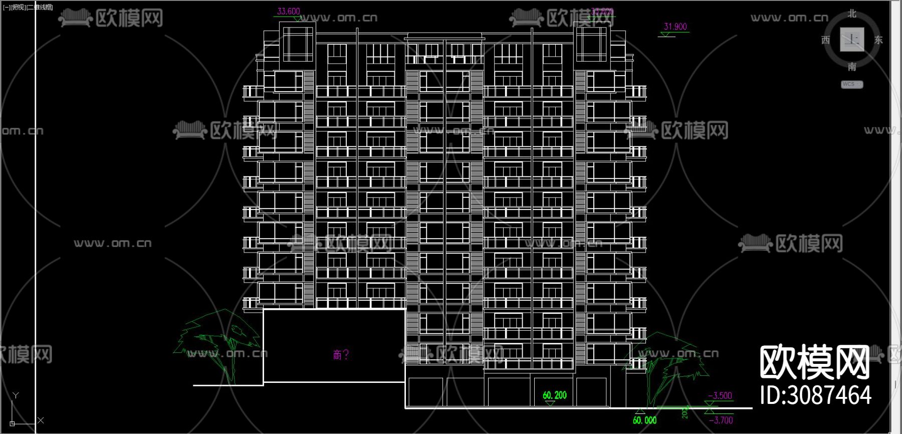 居住建筑 电梯公寓cad平面图下载（渲染图7）