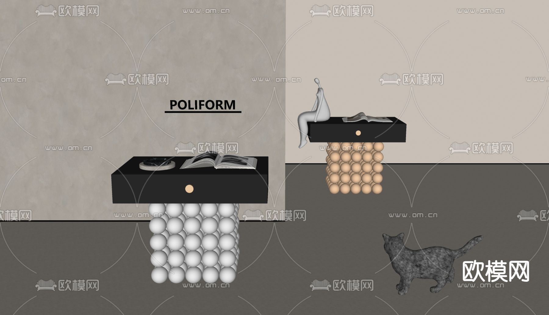 poliform 边几 角几su模型下载（渲染图1）