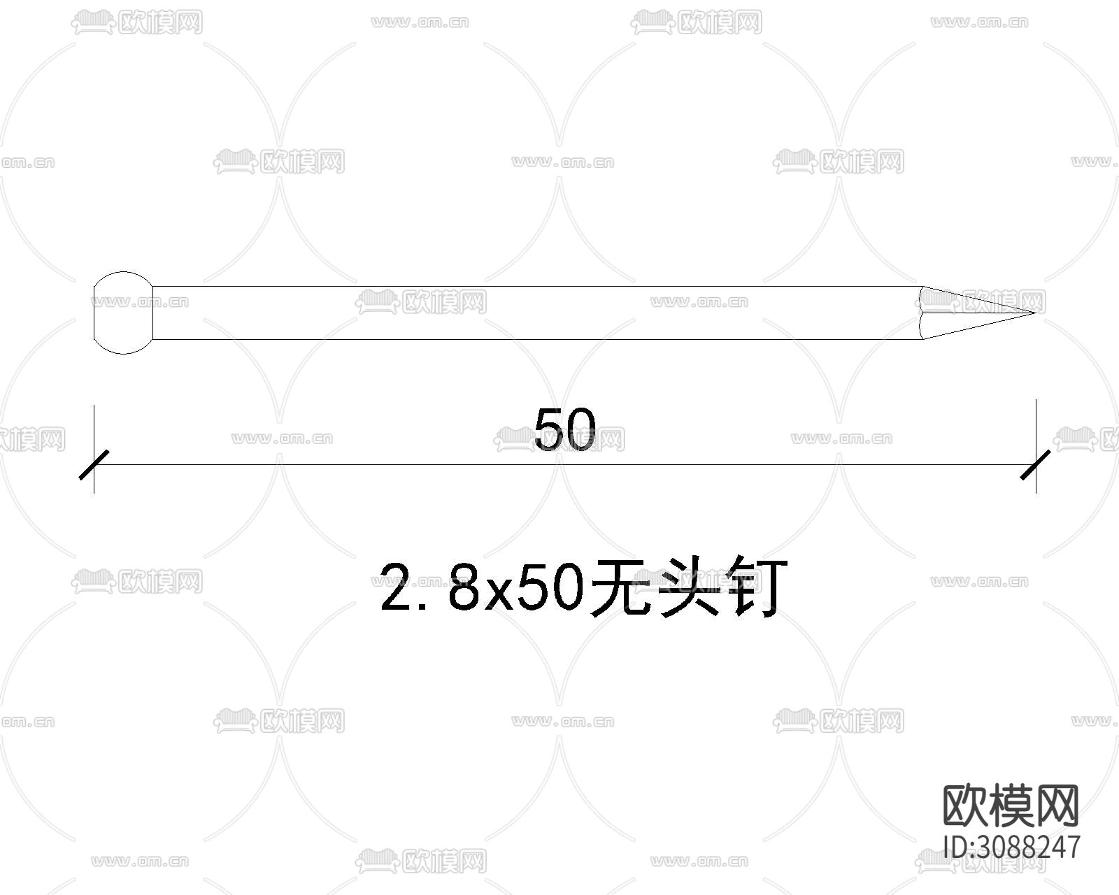 麻花钉 骑马钉cad节点图下载（渲染图8）