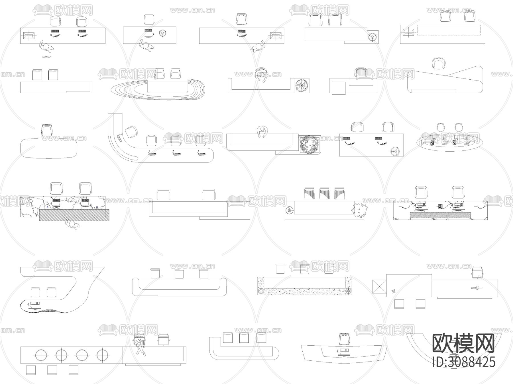 超全前台接待台服务台CAD图库下载（渲染图4）