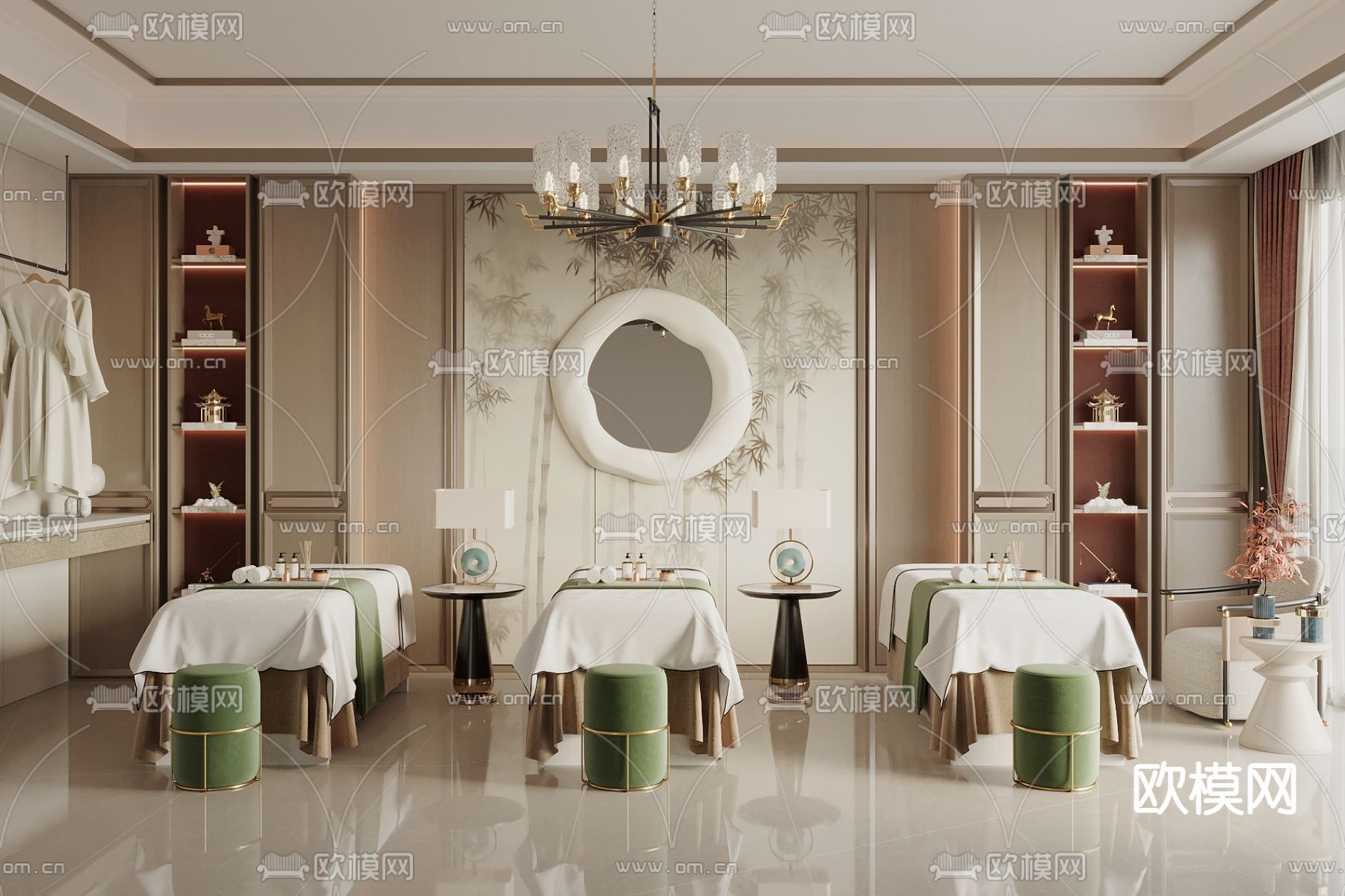 新中式美容院 SPA护理房3d模型下载