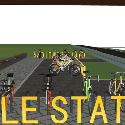  自行车基地车道su模型 