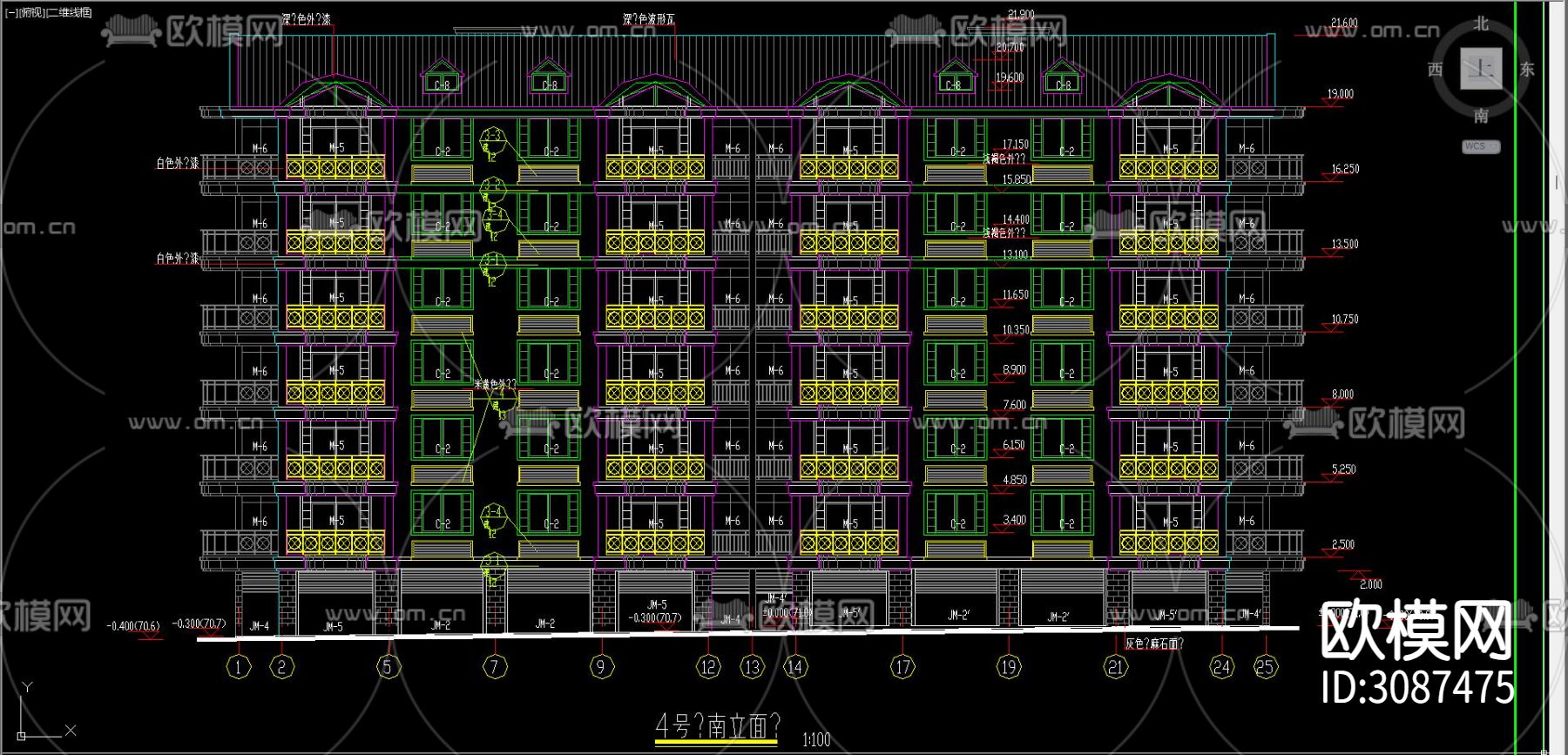 居住建筑 电梯公寓cad平面图下载（渲染图2）