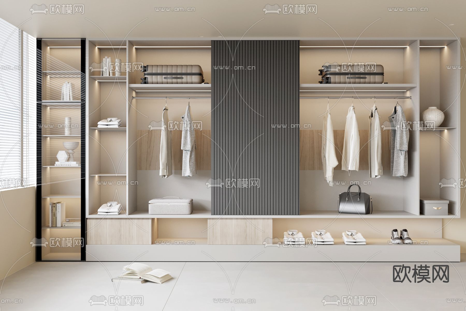 开放式衣柜 无门衣柜3d模型下载