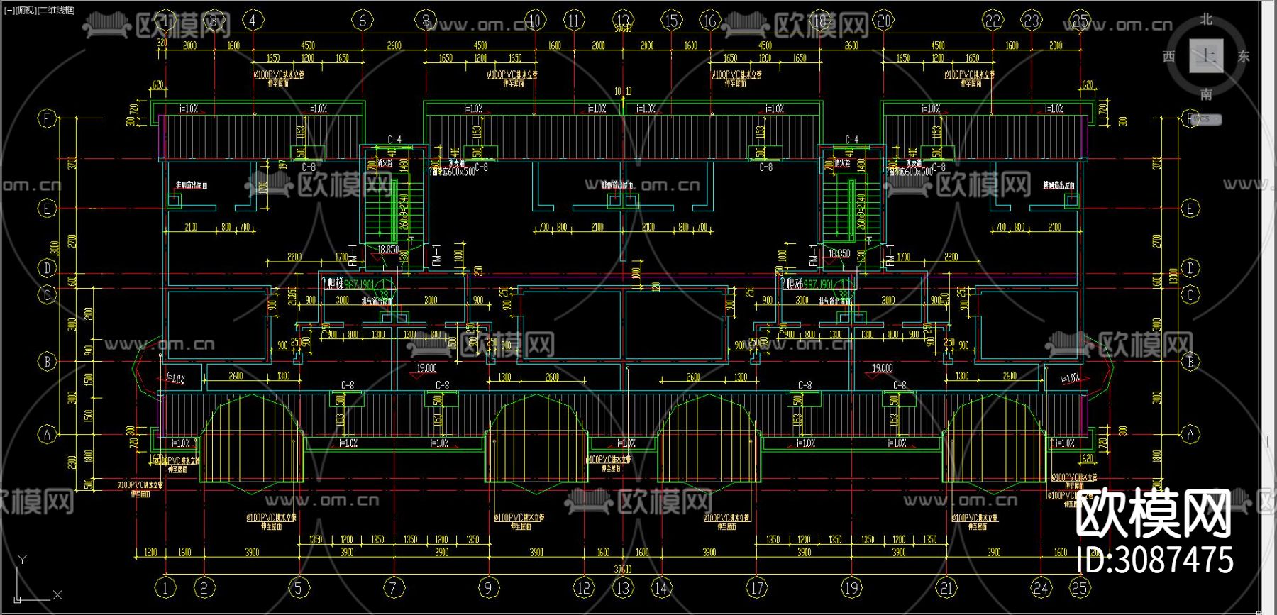 居住建筑 电梯公寓cad平面图下载（渲染图9）