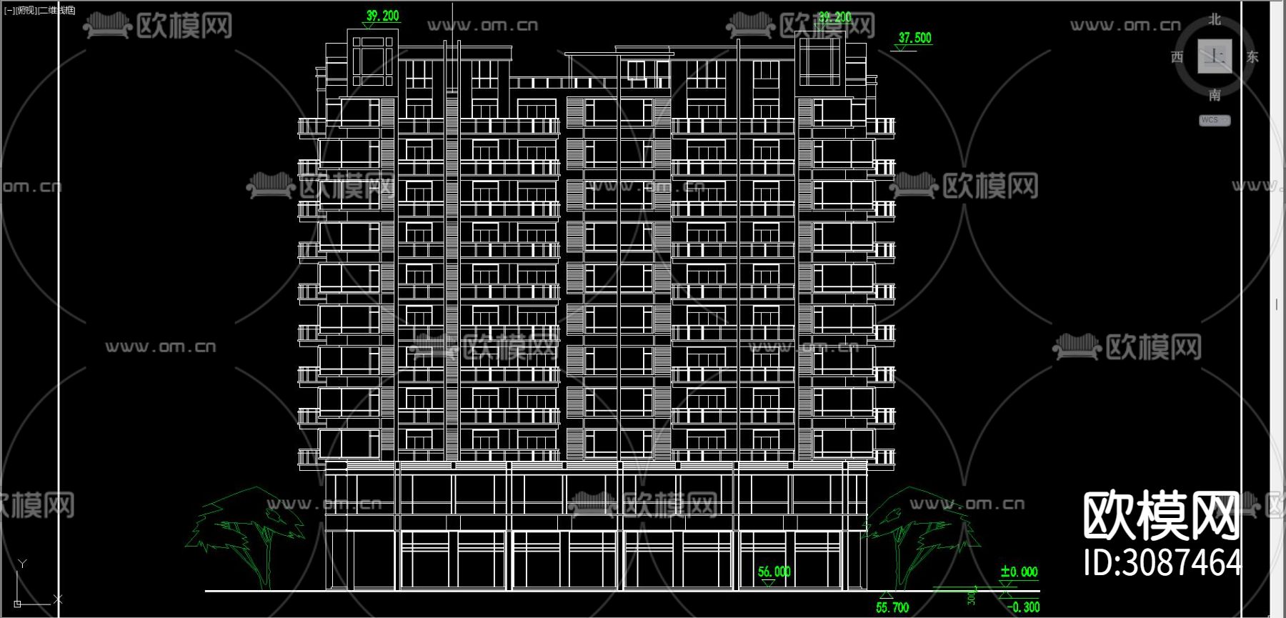居住建筑 电梯公寓cad平面图下载（渲染图5）