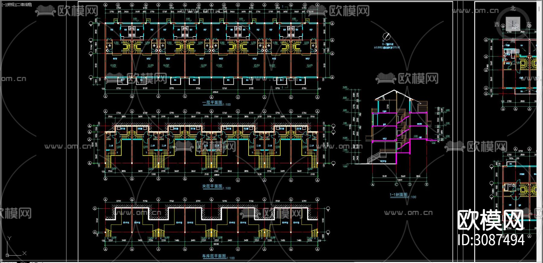 居住建筑 电梯公寓cad平面图下载（渲染图3）