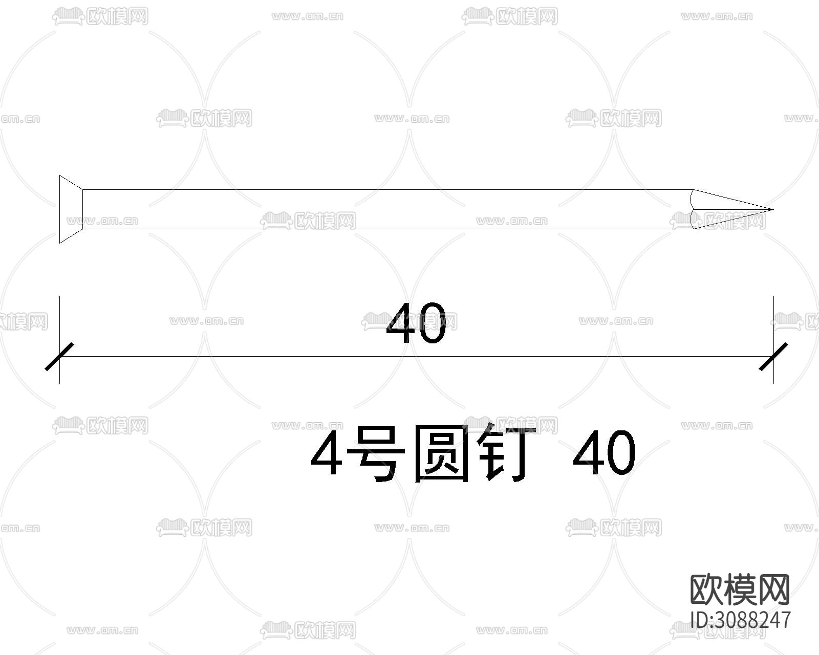 麻花钉 骑马钉cad节点图下载（渲染图9）
