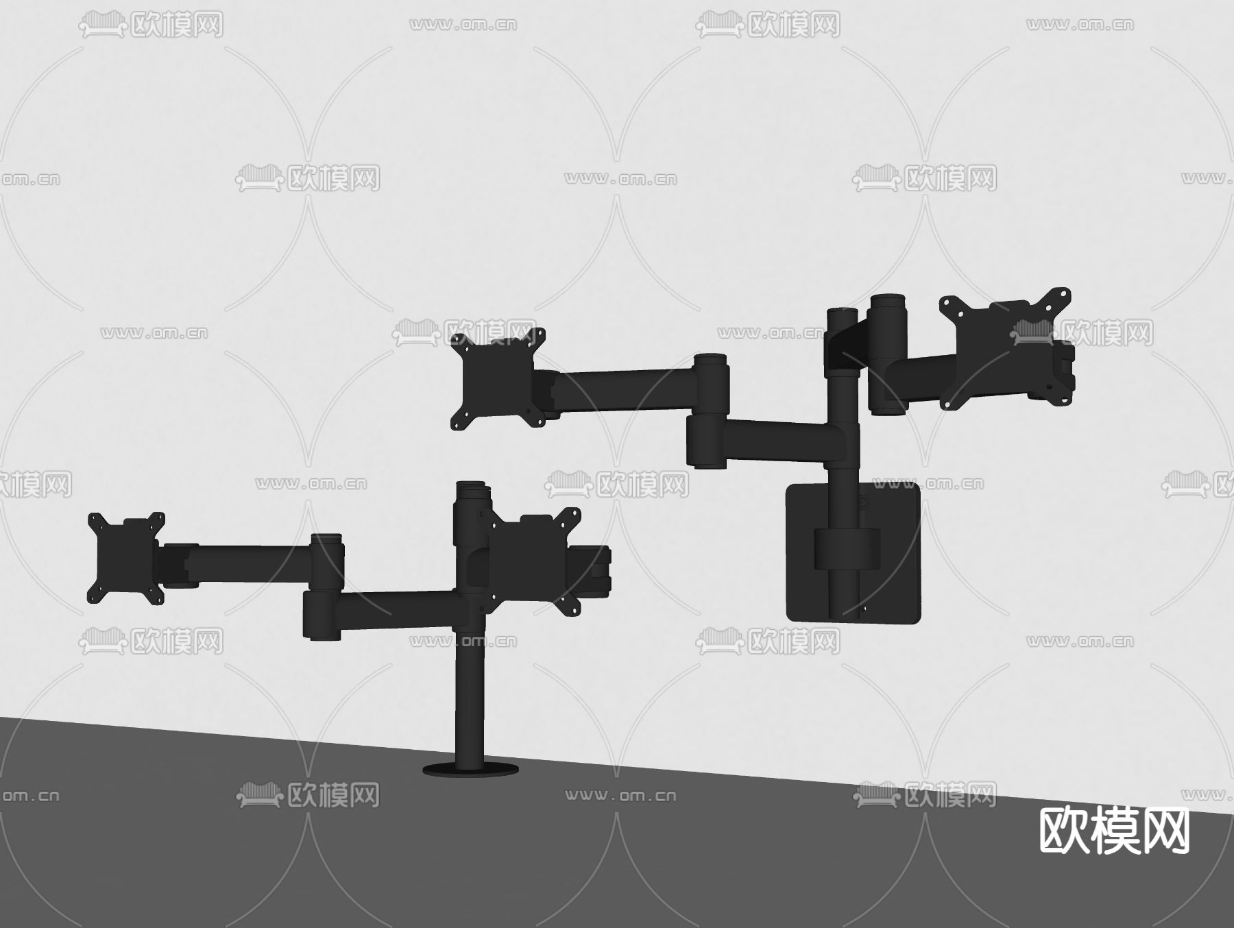 电脑显示器悬臂 机械臂 显示器底座su模型下载（渲染图1）