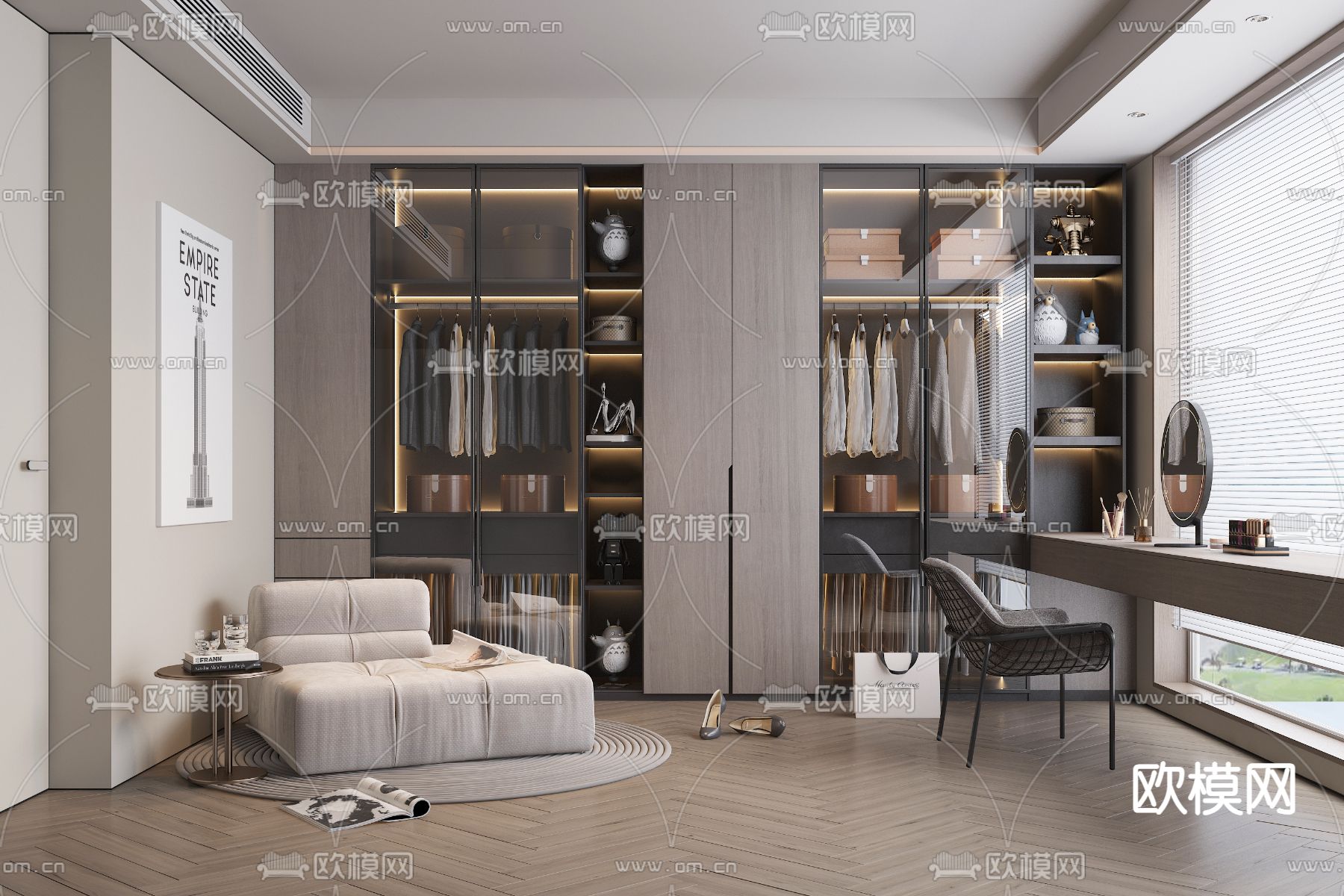 现代衣帽间3d模型下载